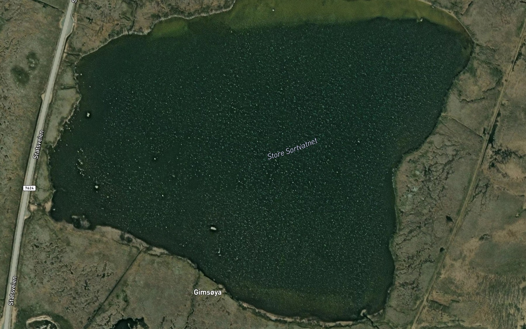 Satellite map of the Sortvatnet,store