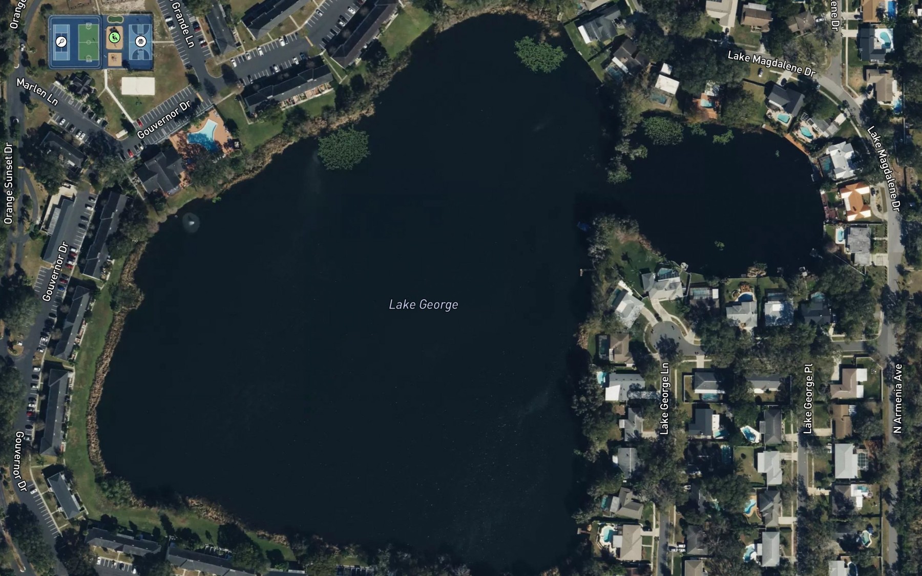 Satellite map of the Lake George