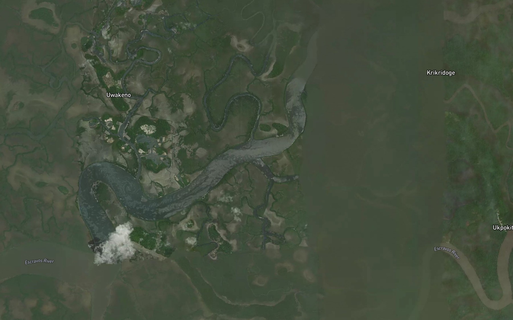 Satellite map of the Ogbori Creek