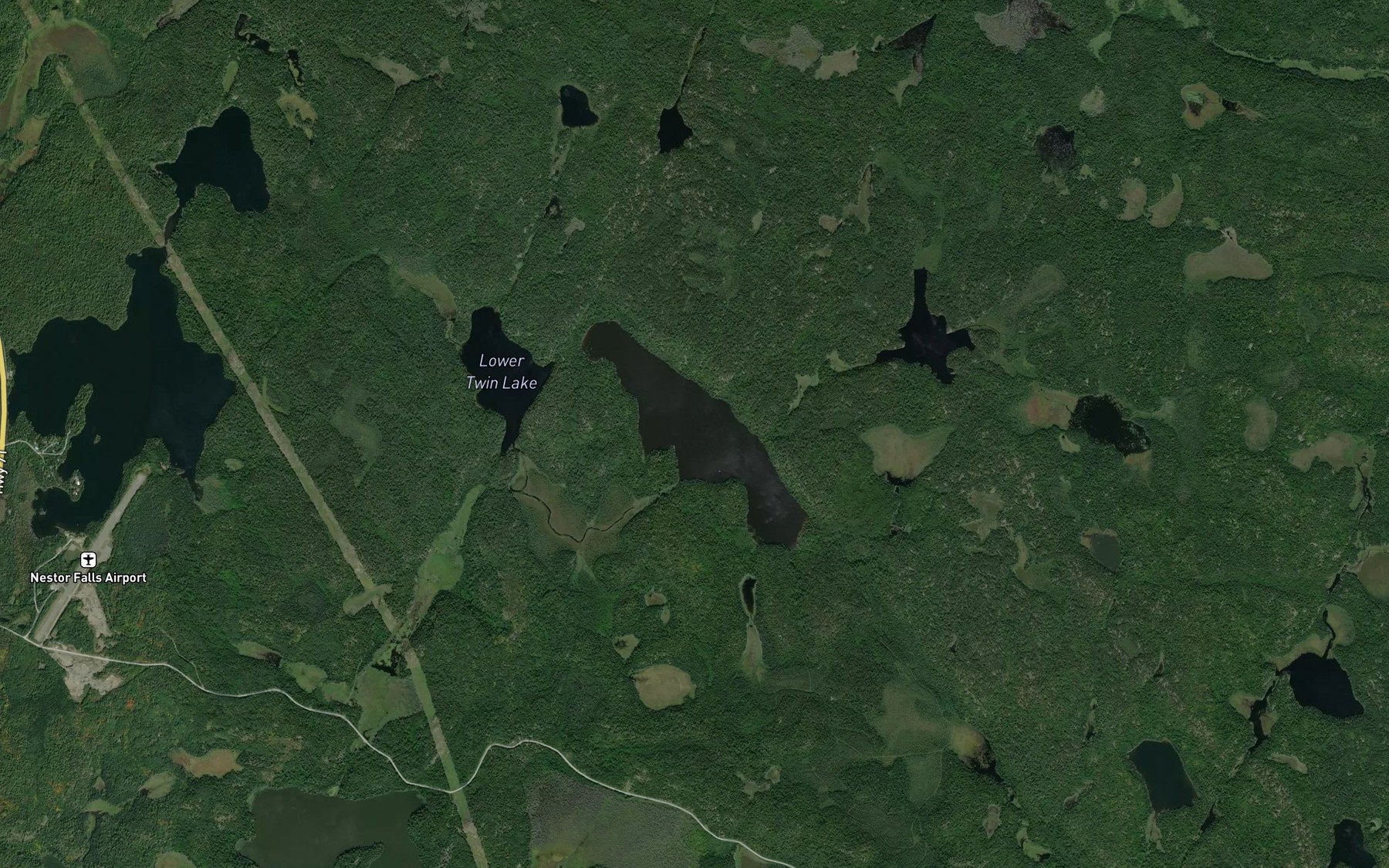 Satellite map of the Upper Twin Lake