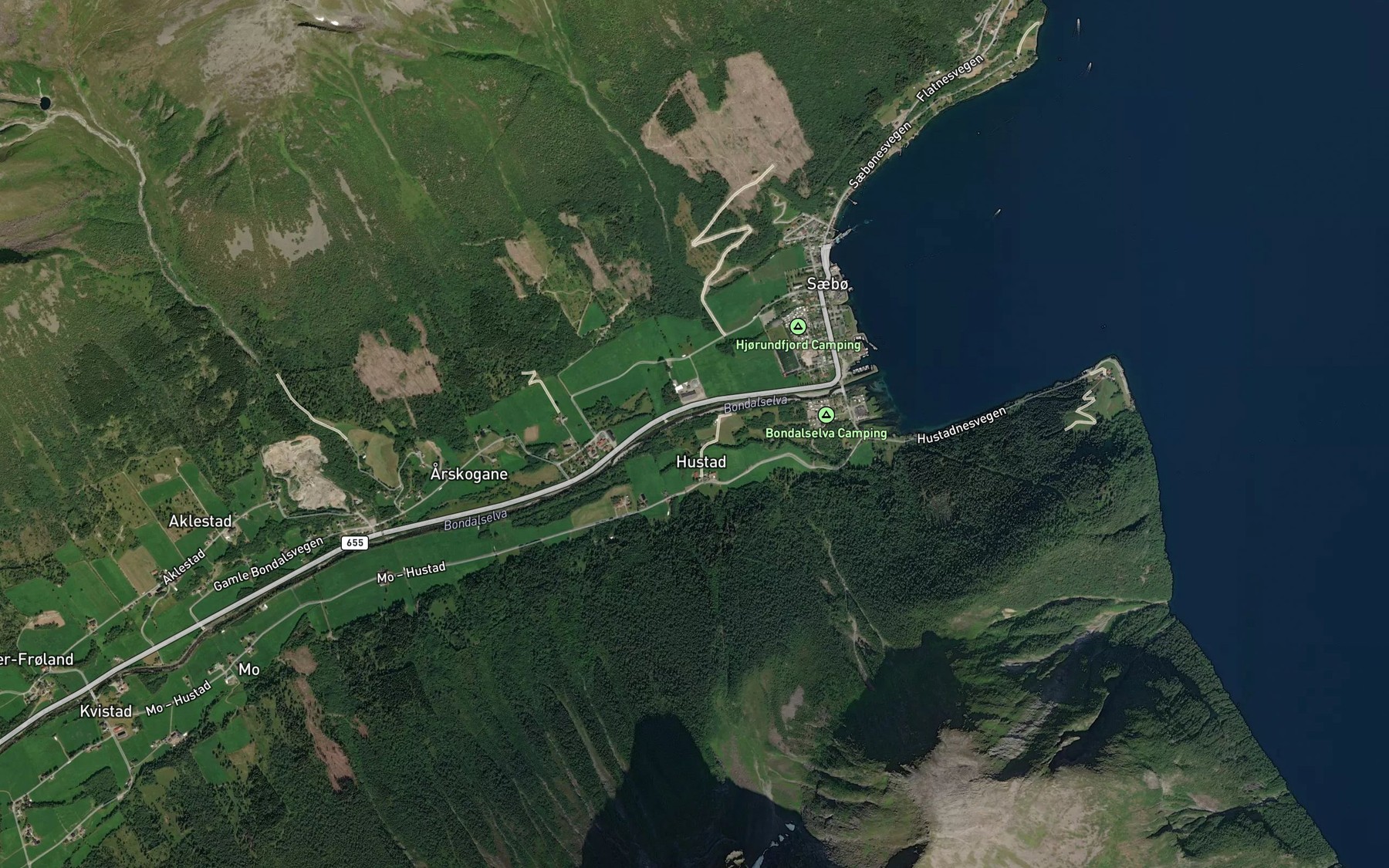 Satellite map of the Jokvisla