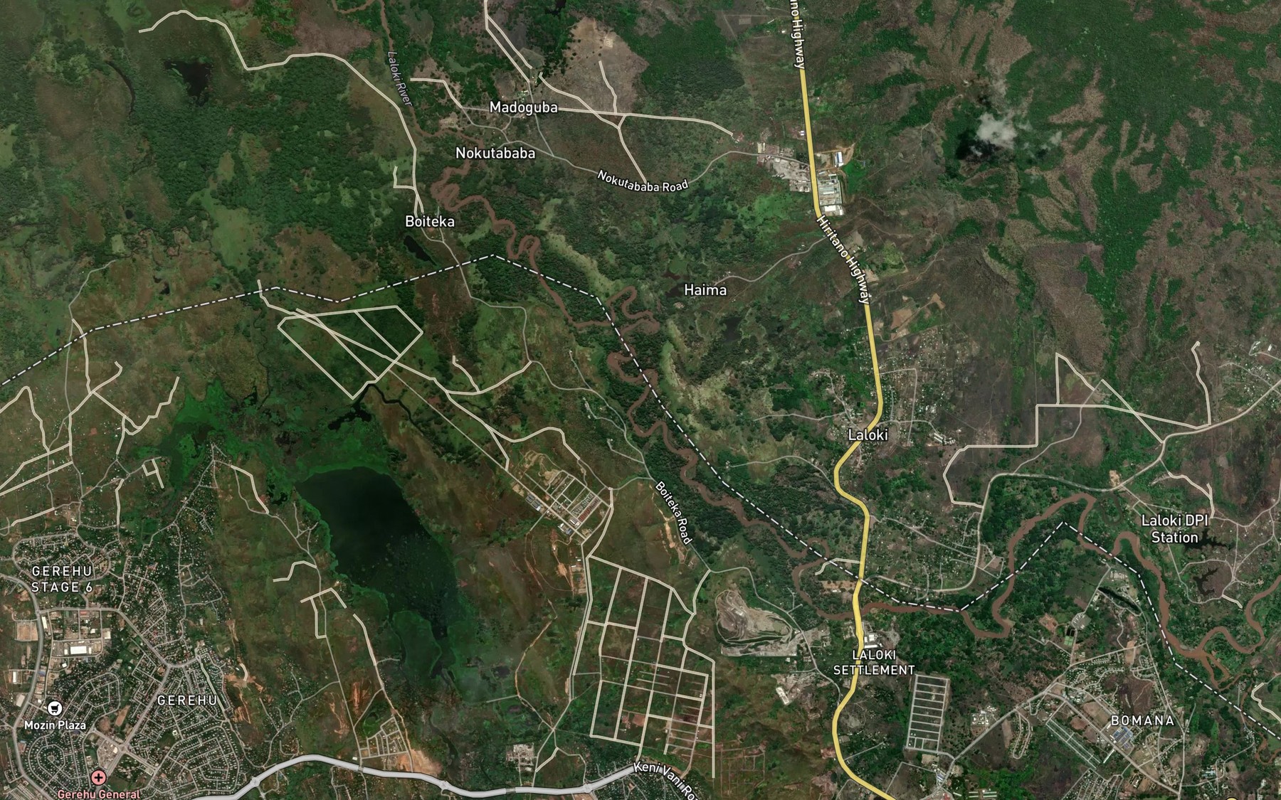 Satellite map of the Laloki River
