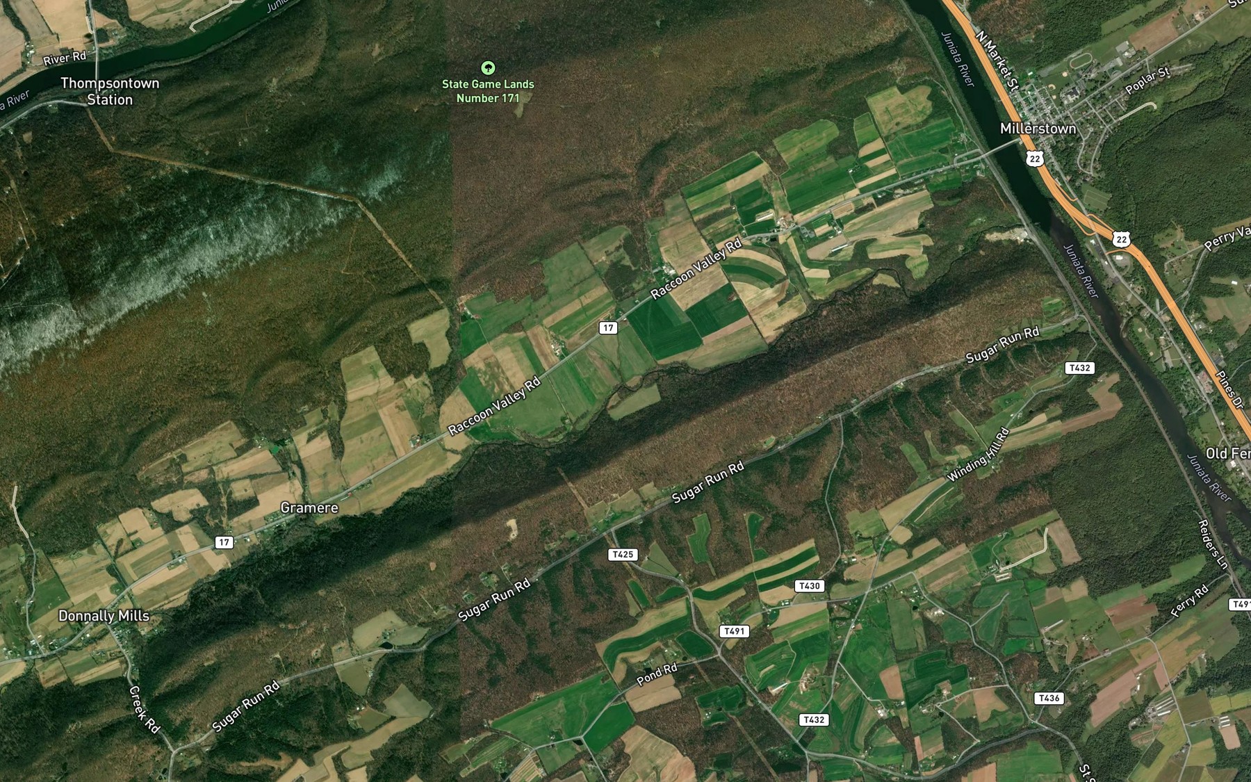 Satellite map of the Kramer Run