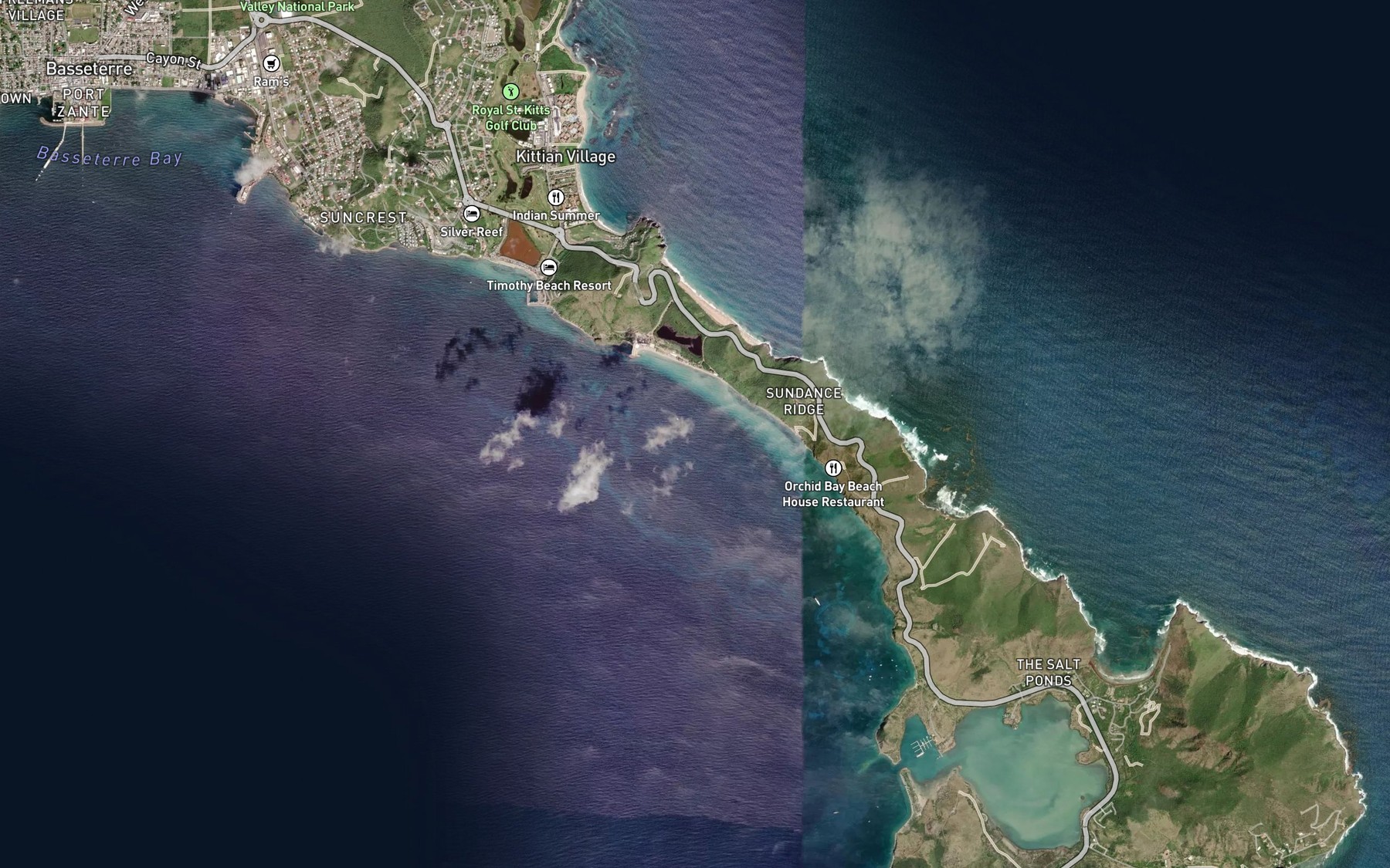 Satellite map of the South Friar's Bay