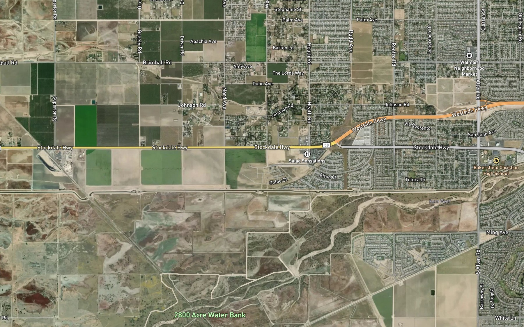 Satellite map of the Pioneer Canal