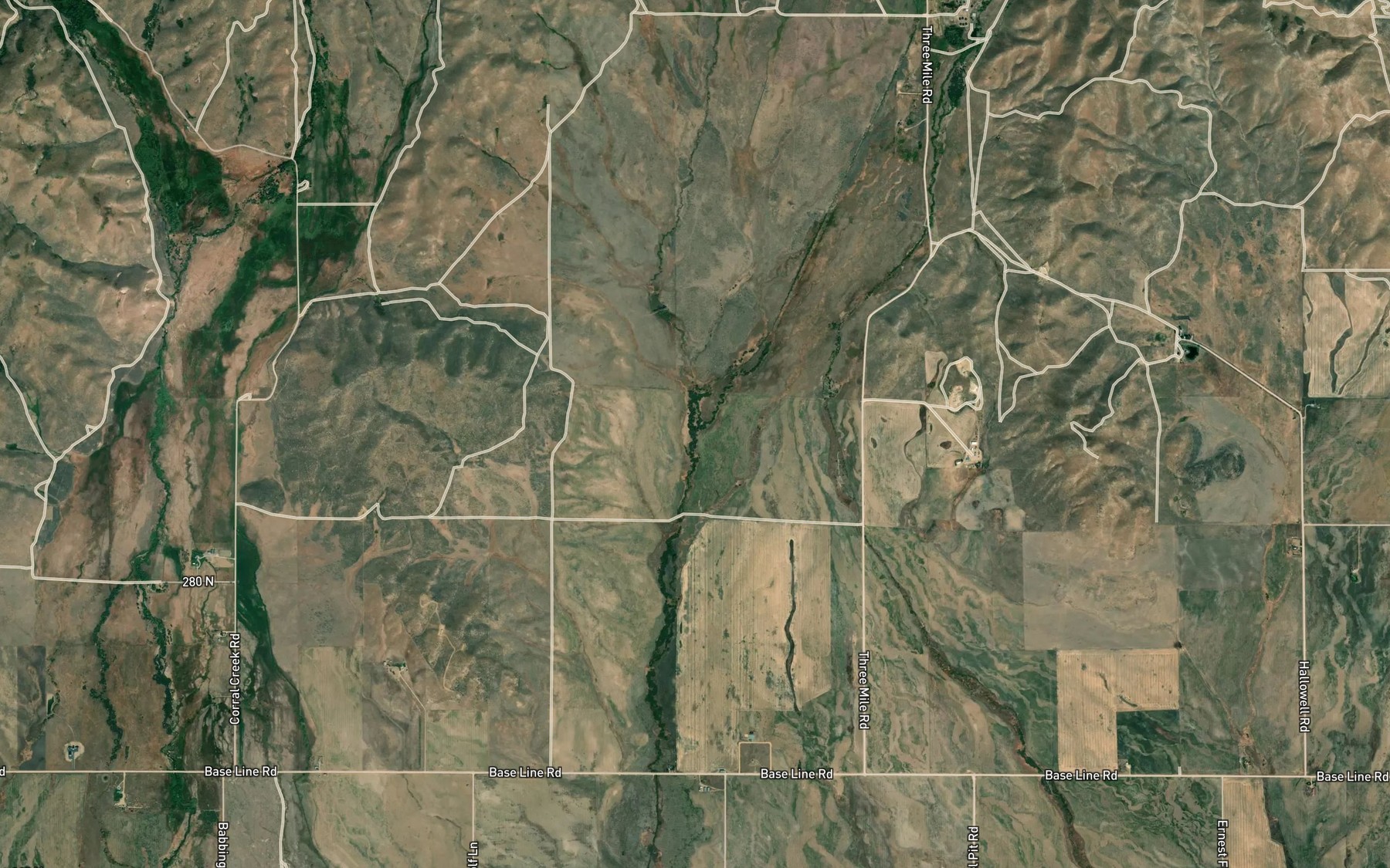 Satellite map of the West Fork Threemile Creek