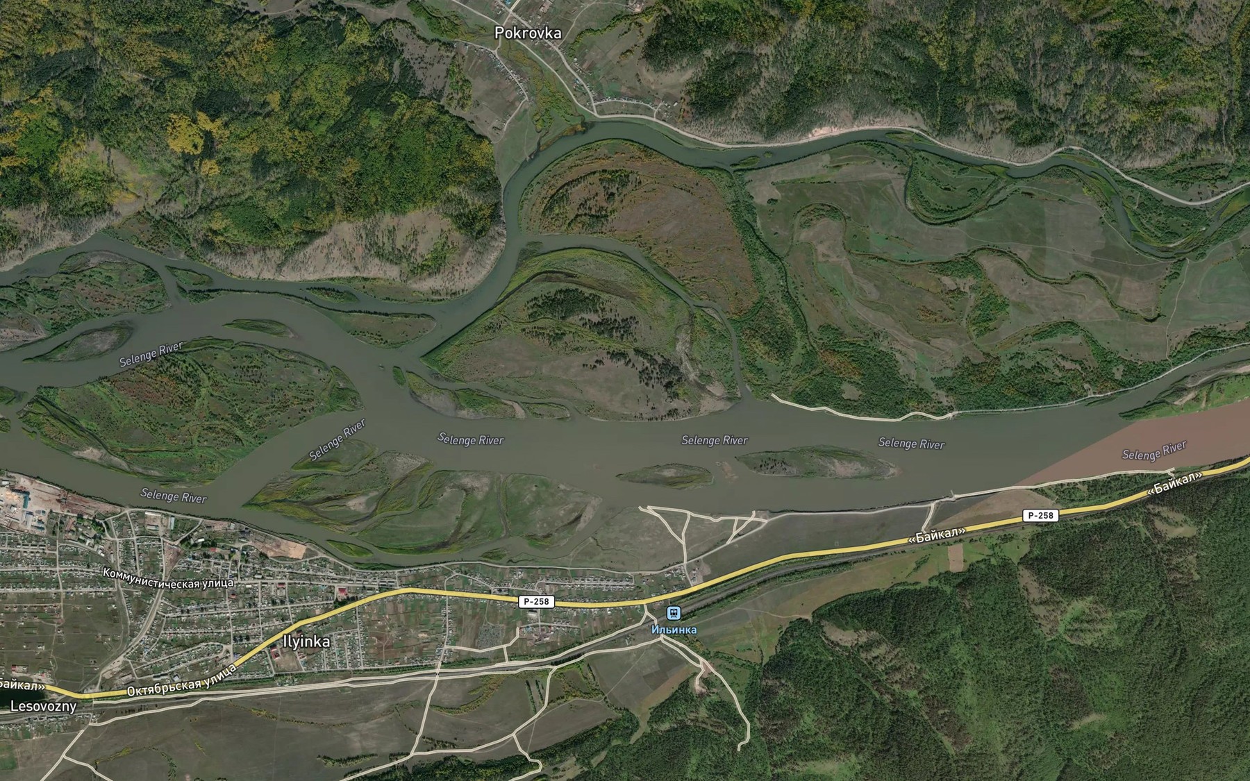 Satellite map of the Pryamaya