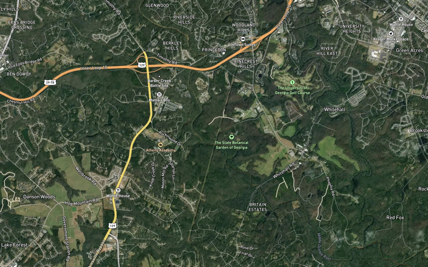 Satellite map of the J S Ivy Lake