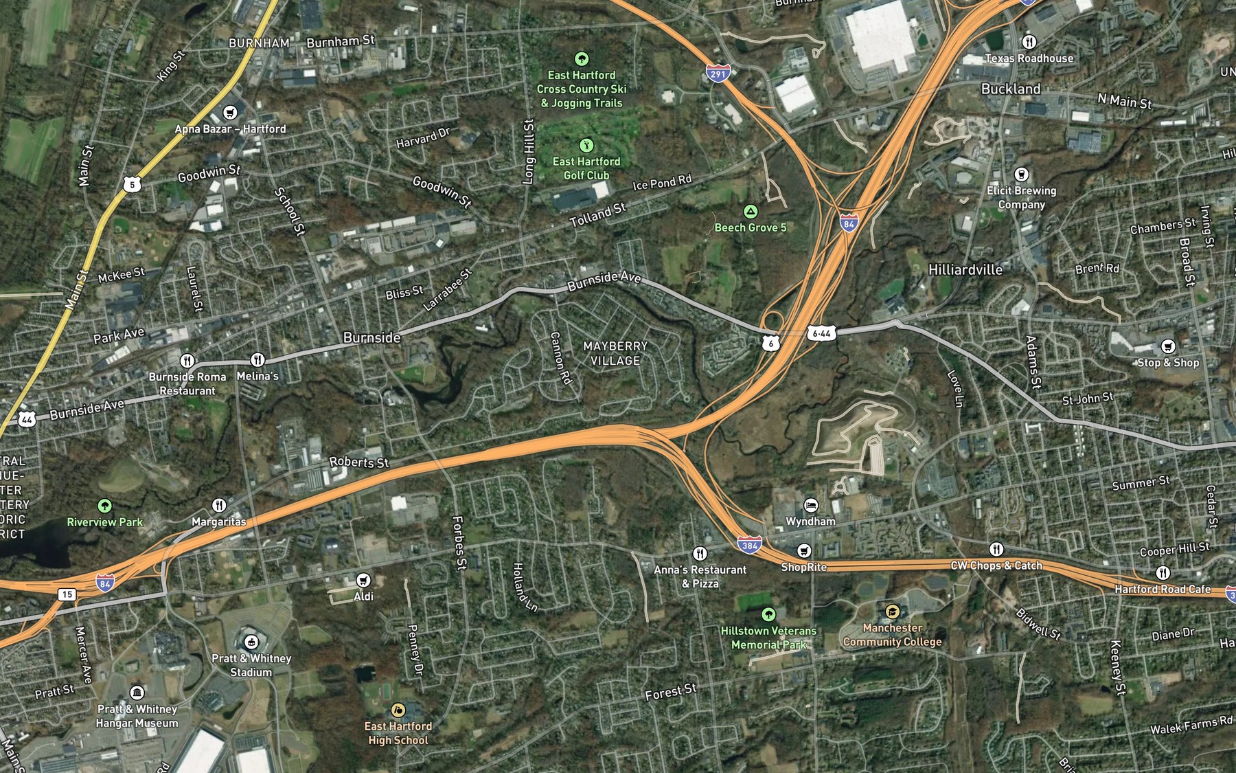 Satellite map of the Wickham Reservoir