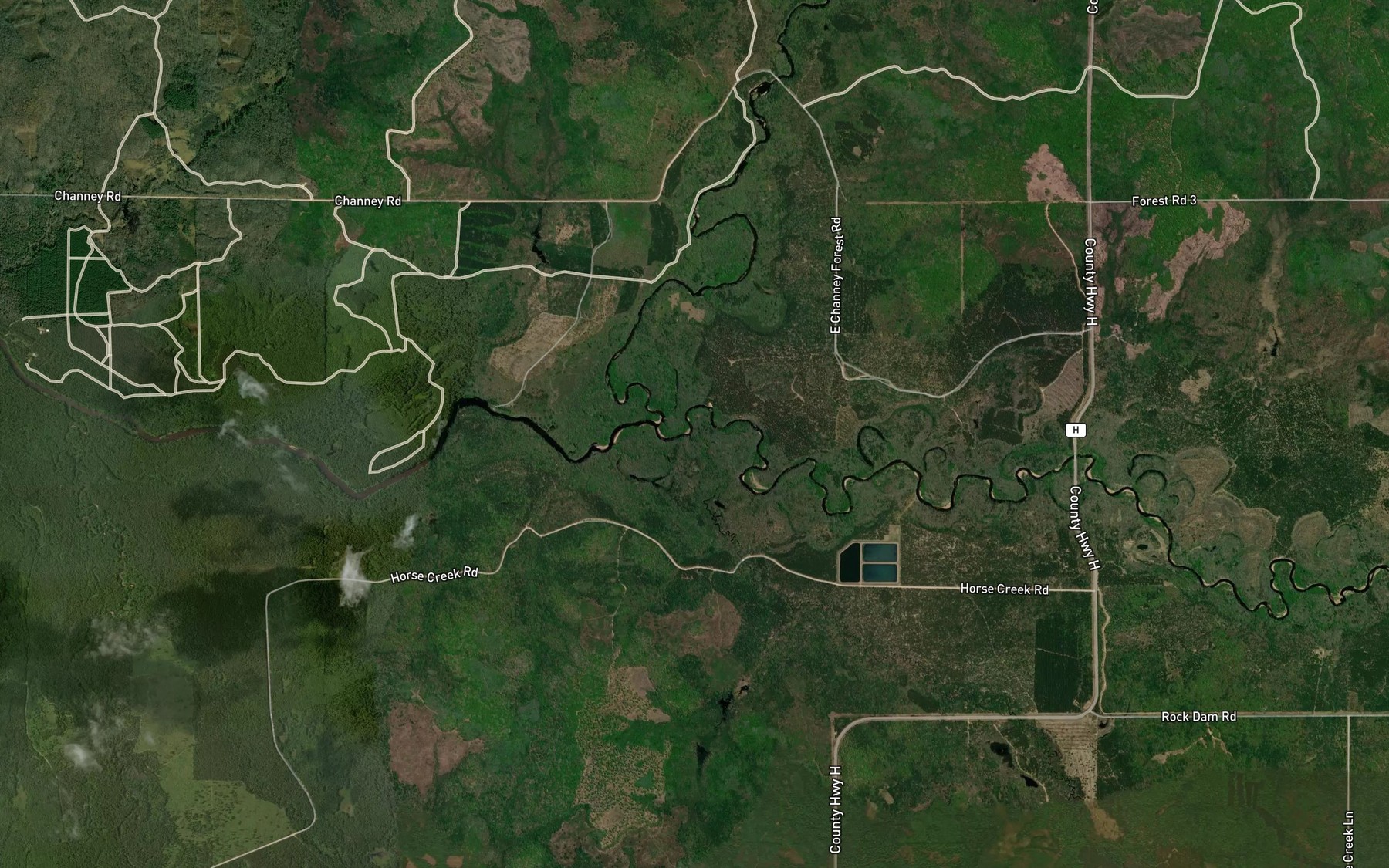 Satellite map of the Horse Creek