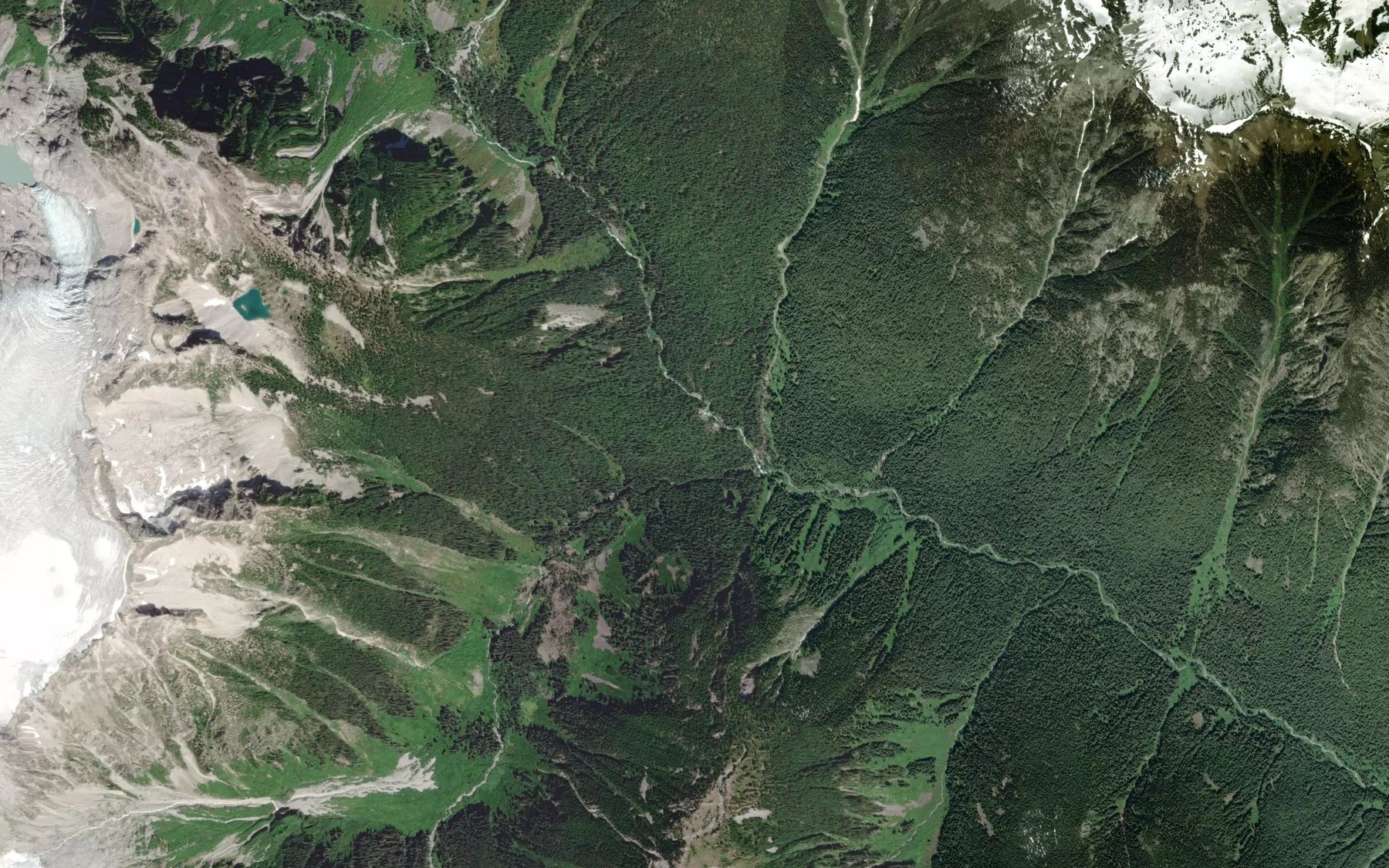 Satellite map of the Nannygoat Creek