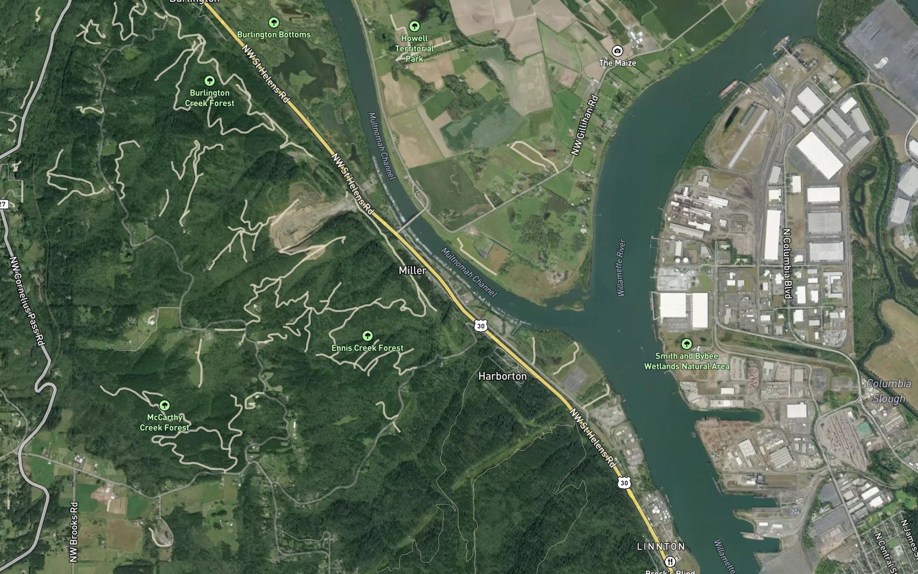 Satellite map of the Ennis Creek