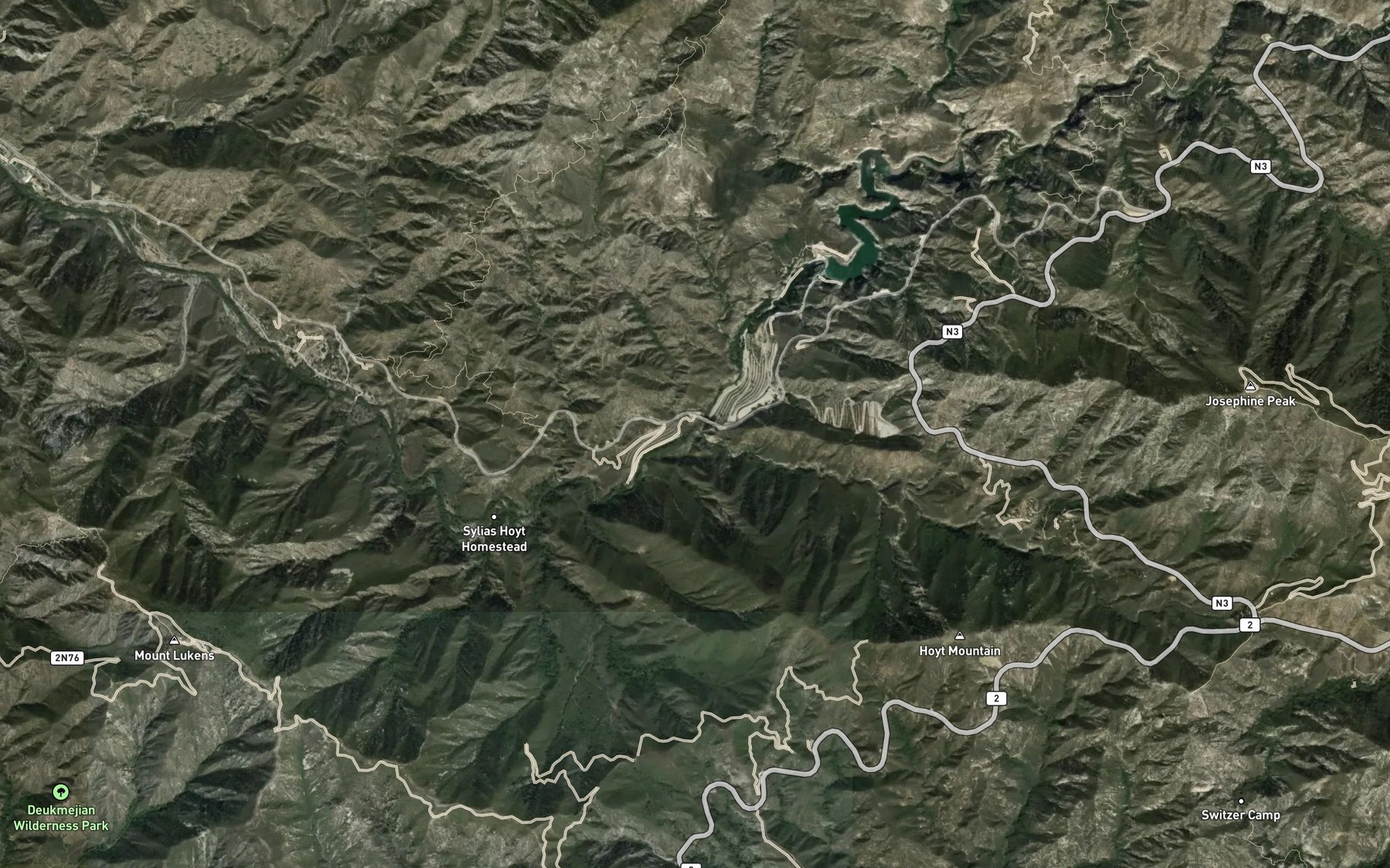 Satellite map of the Clear Creek