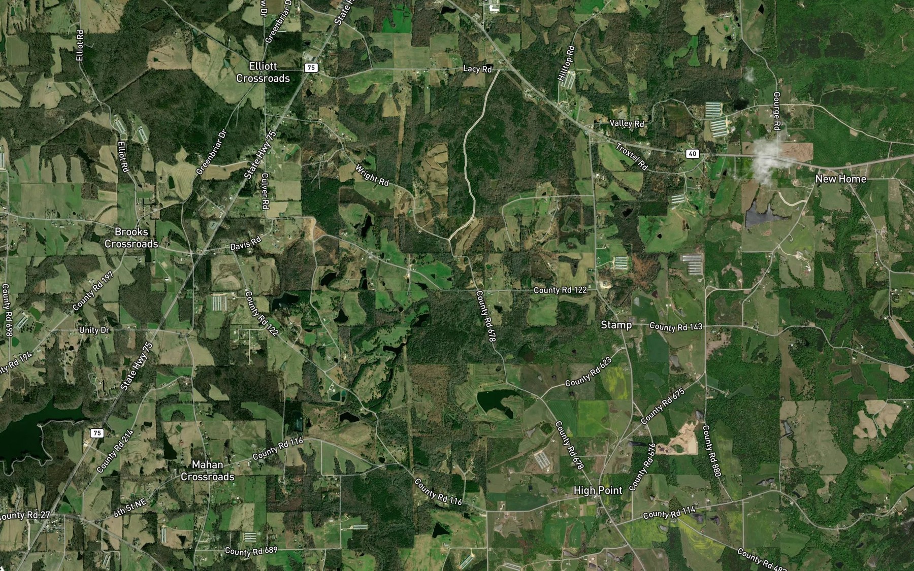Satellite map of the Glade Branch