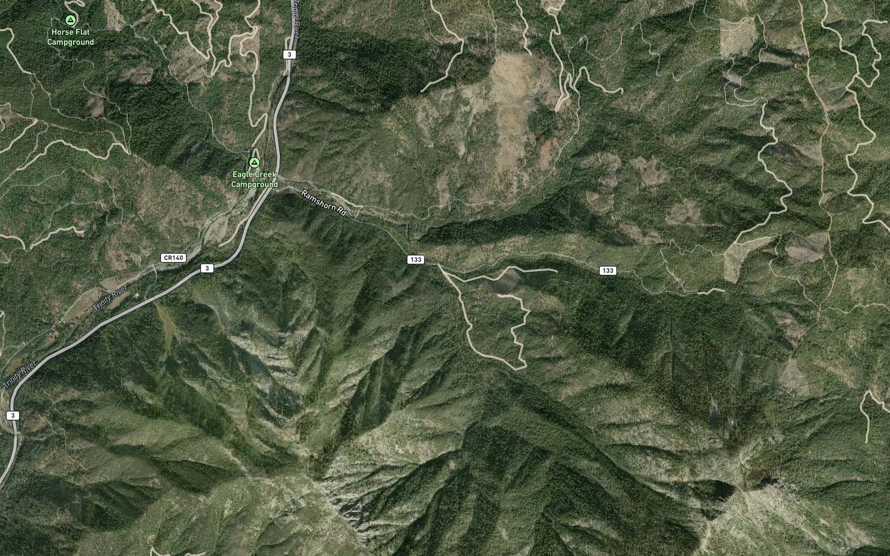 Satellite map of the South Fork Ramshorn Creek
