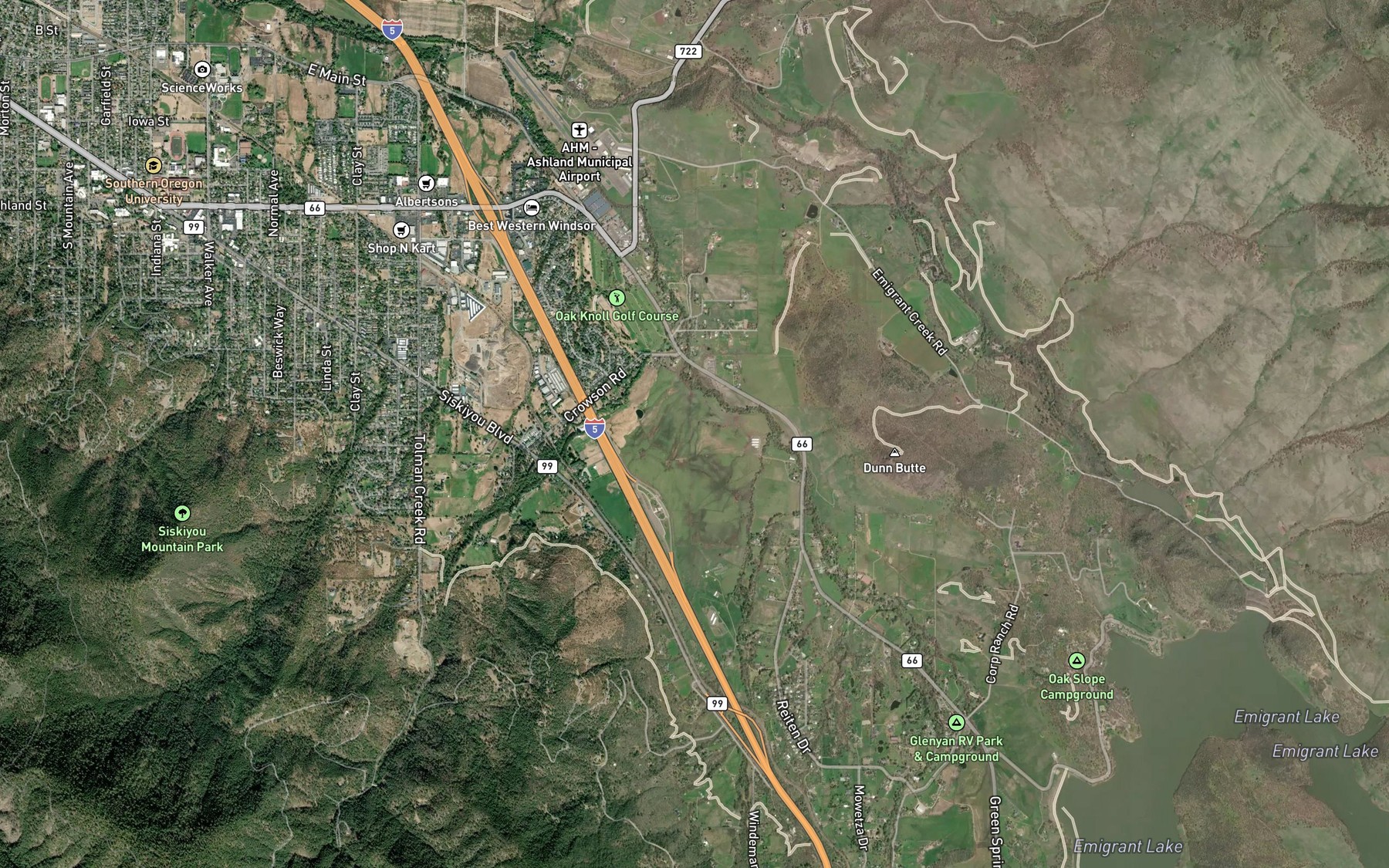 Satellite map of the Sulphur Springs