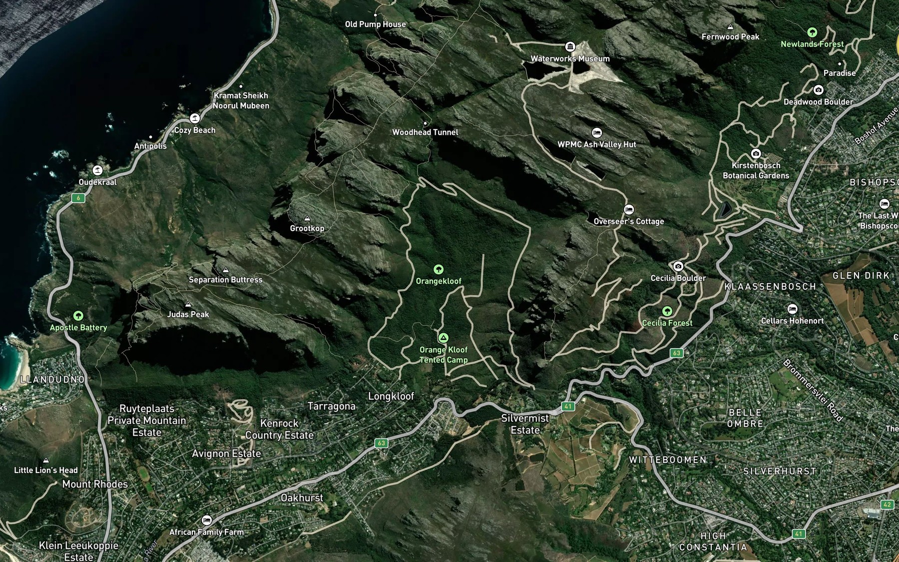Satellite map of the Oranjekloof