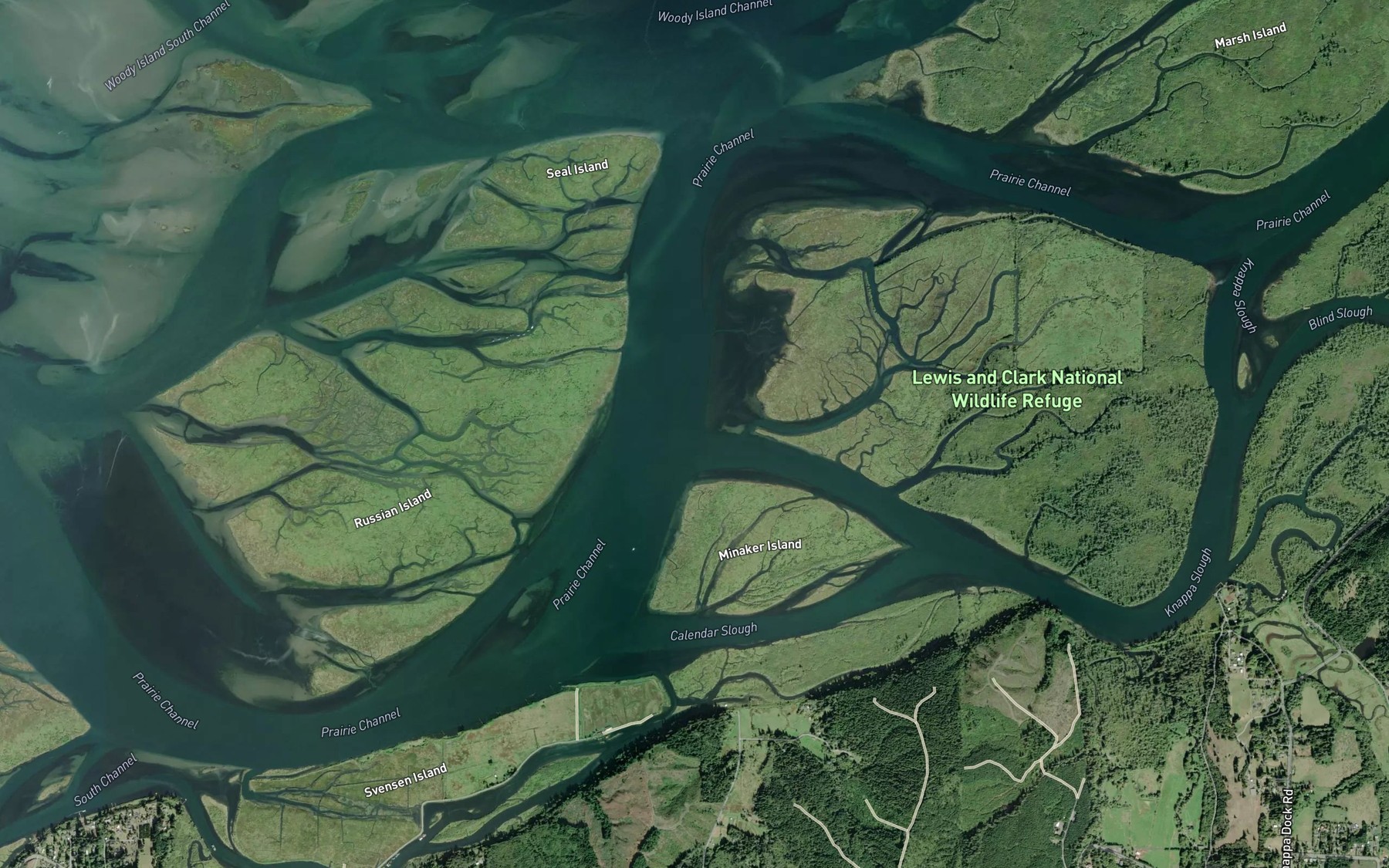 Satellite map of the Big Creek Slough
