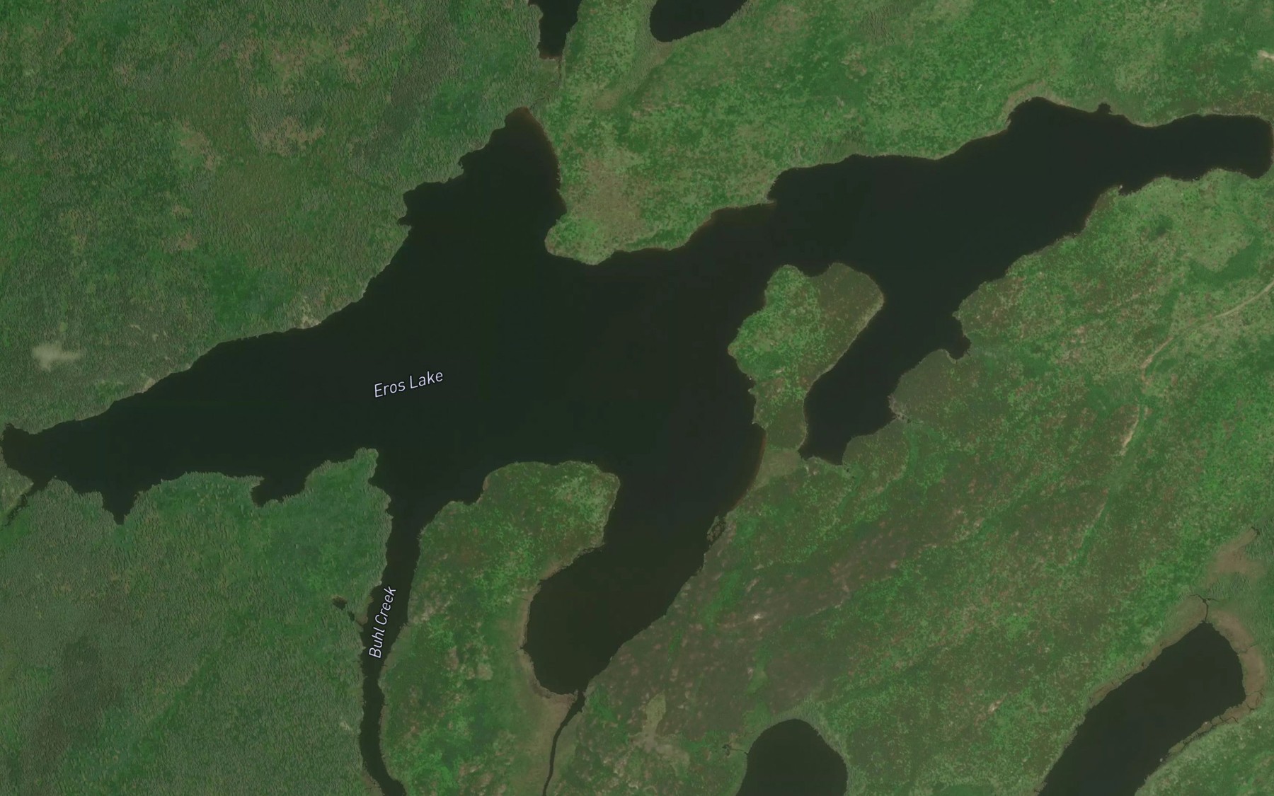 Satellite map of the Eros Lake