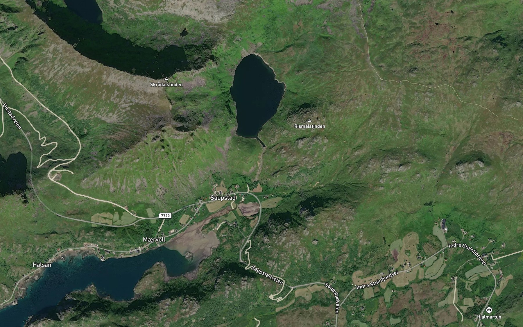 Satellite map of the Skradalselva