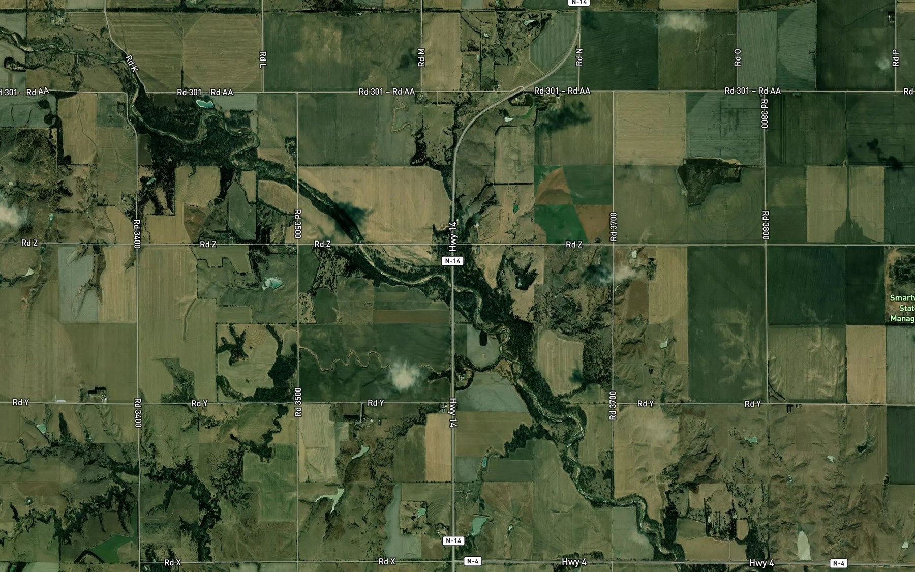 Satellite map of the Buffalo Creek