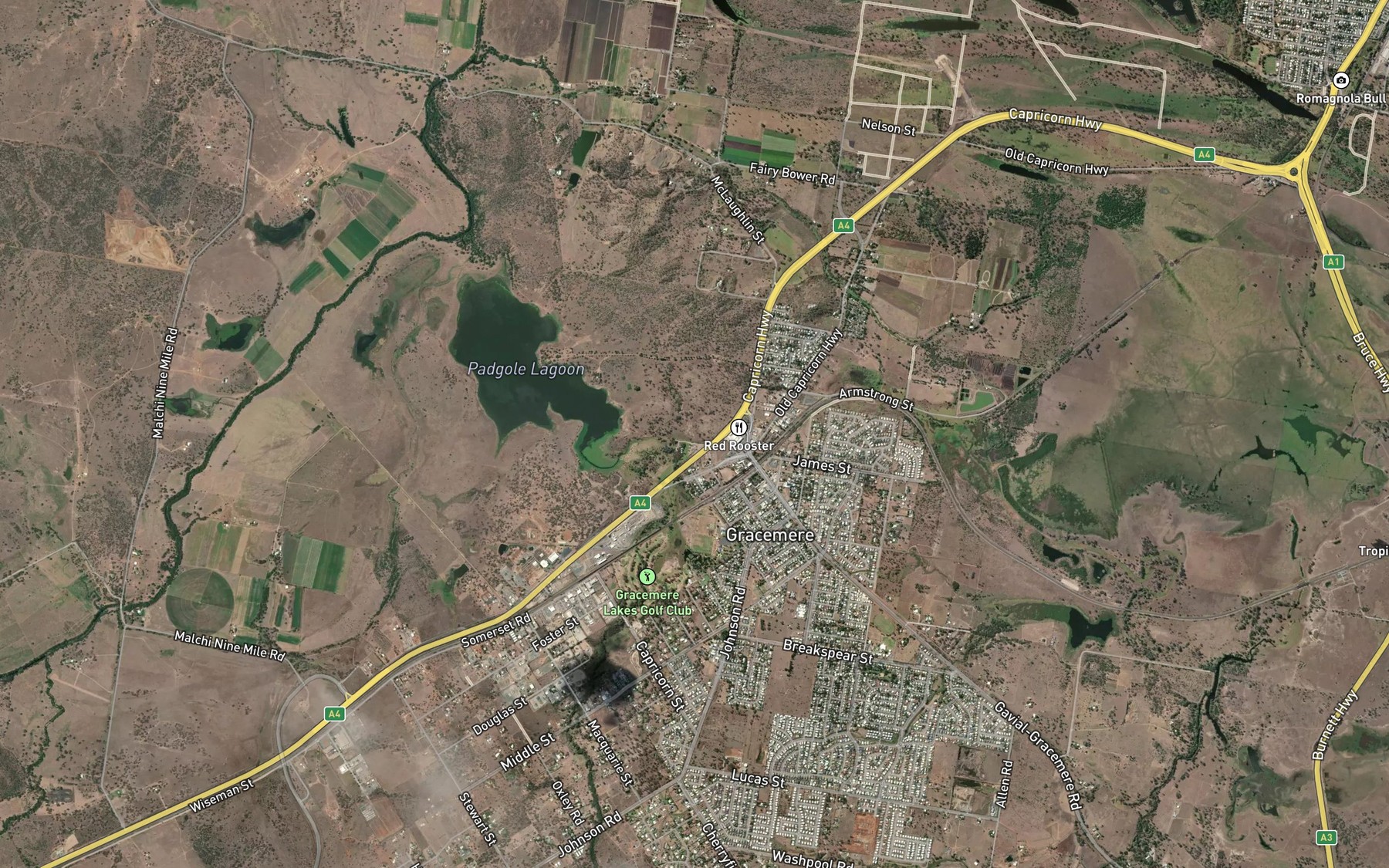 Satellite map of the Gracemere Creek