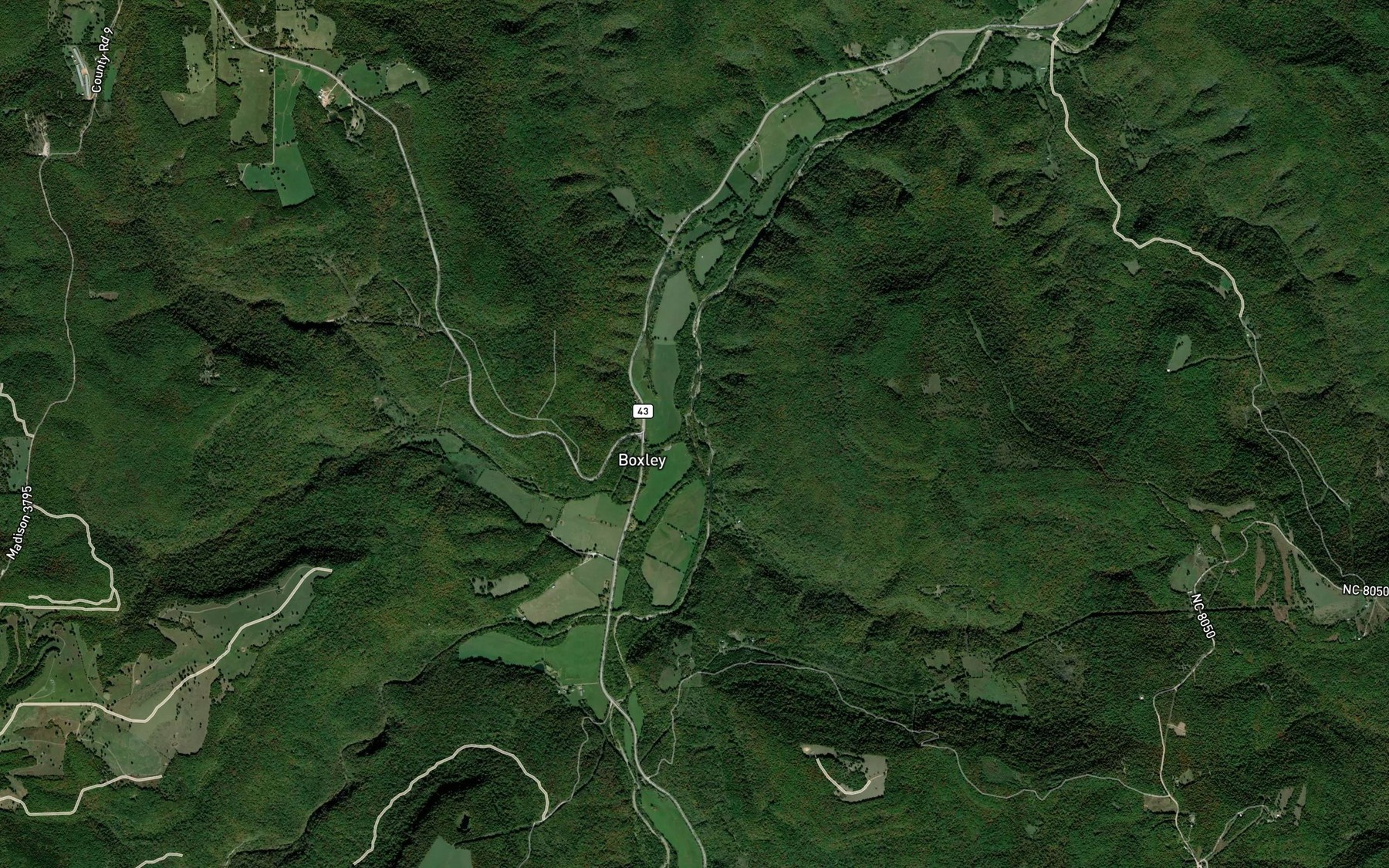 Satellite map of the Moore Creek