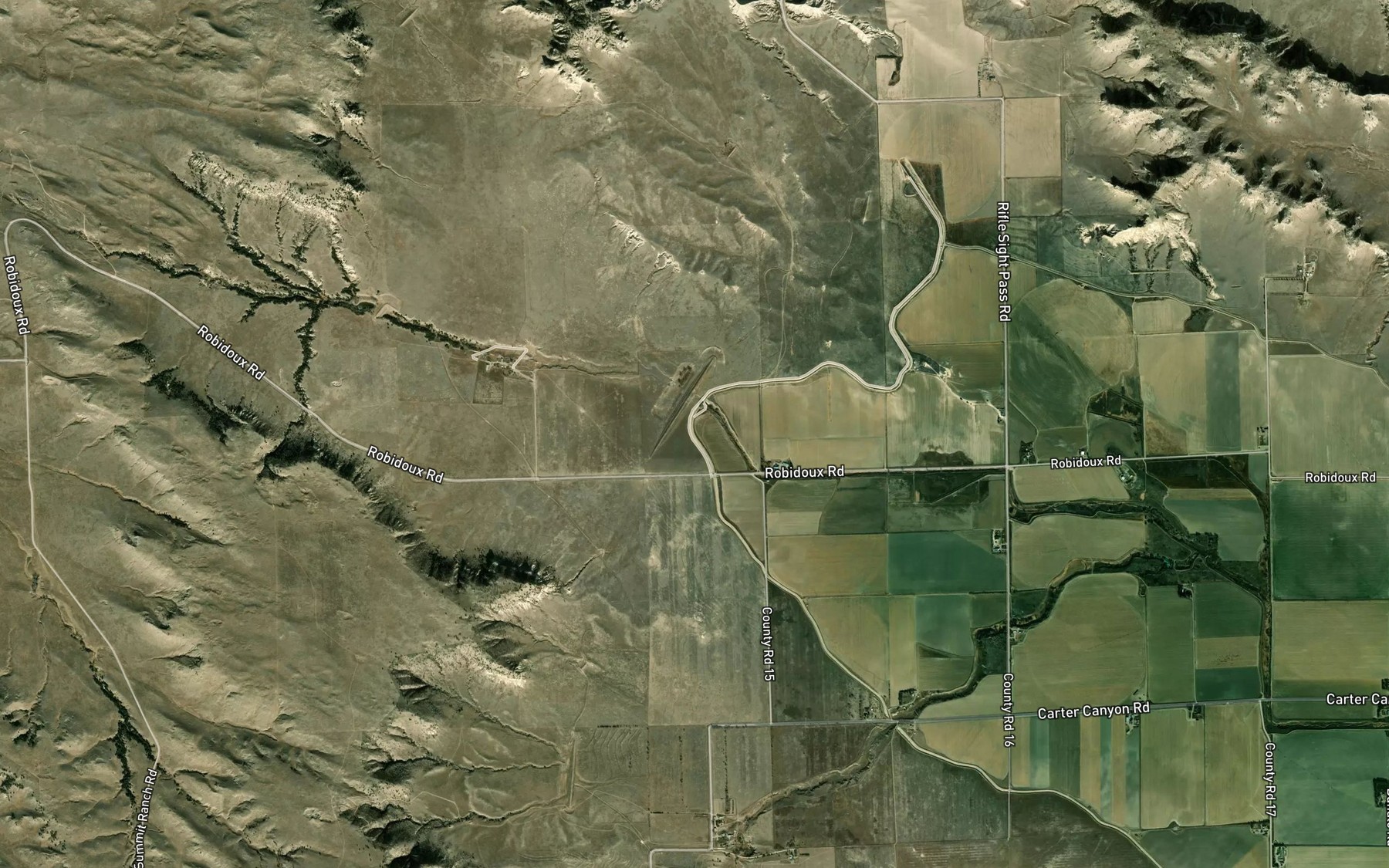 Satellite map of the Fort Laramie Canal