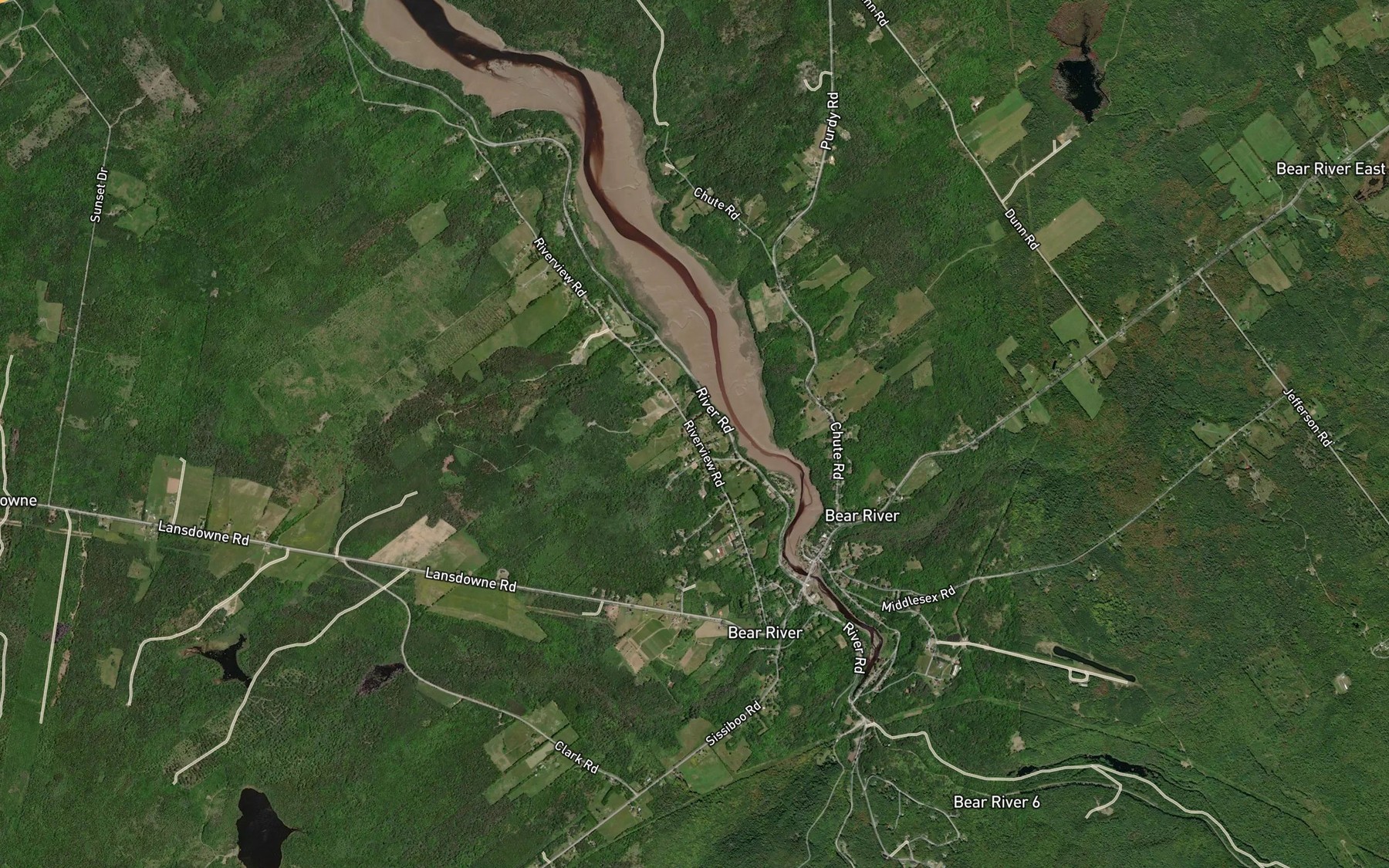 Satellite map of the Bogart Brook