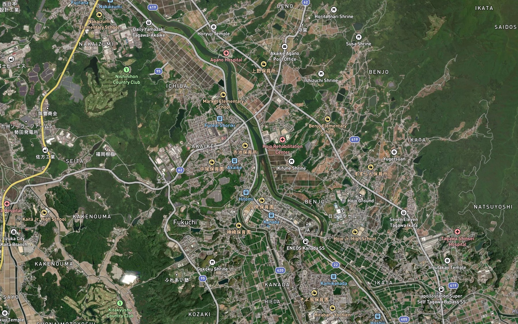 Satellite map of the Chuganji Gawa