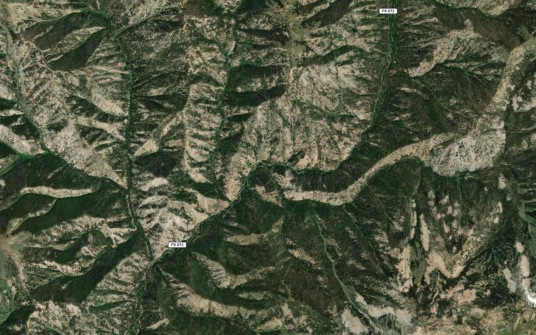 Satellite map of the Bluff Creek