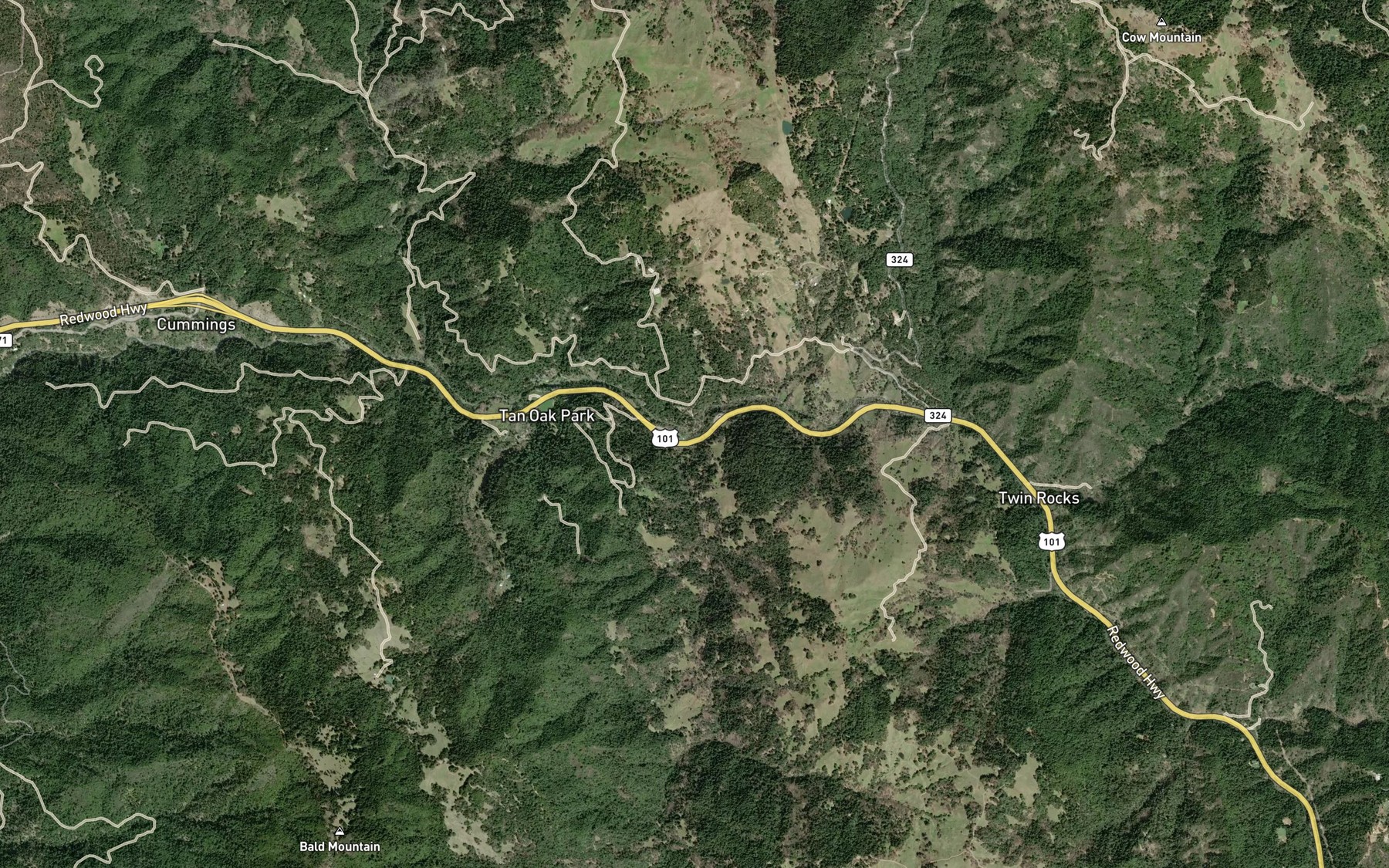 Satellite map of the Elk Creek
