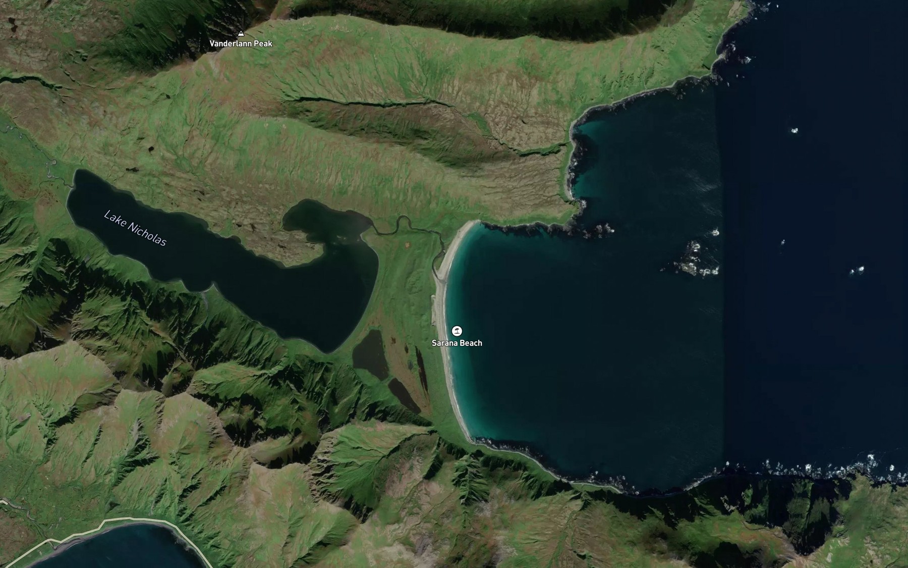 Satellite map of the Sarana Brook