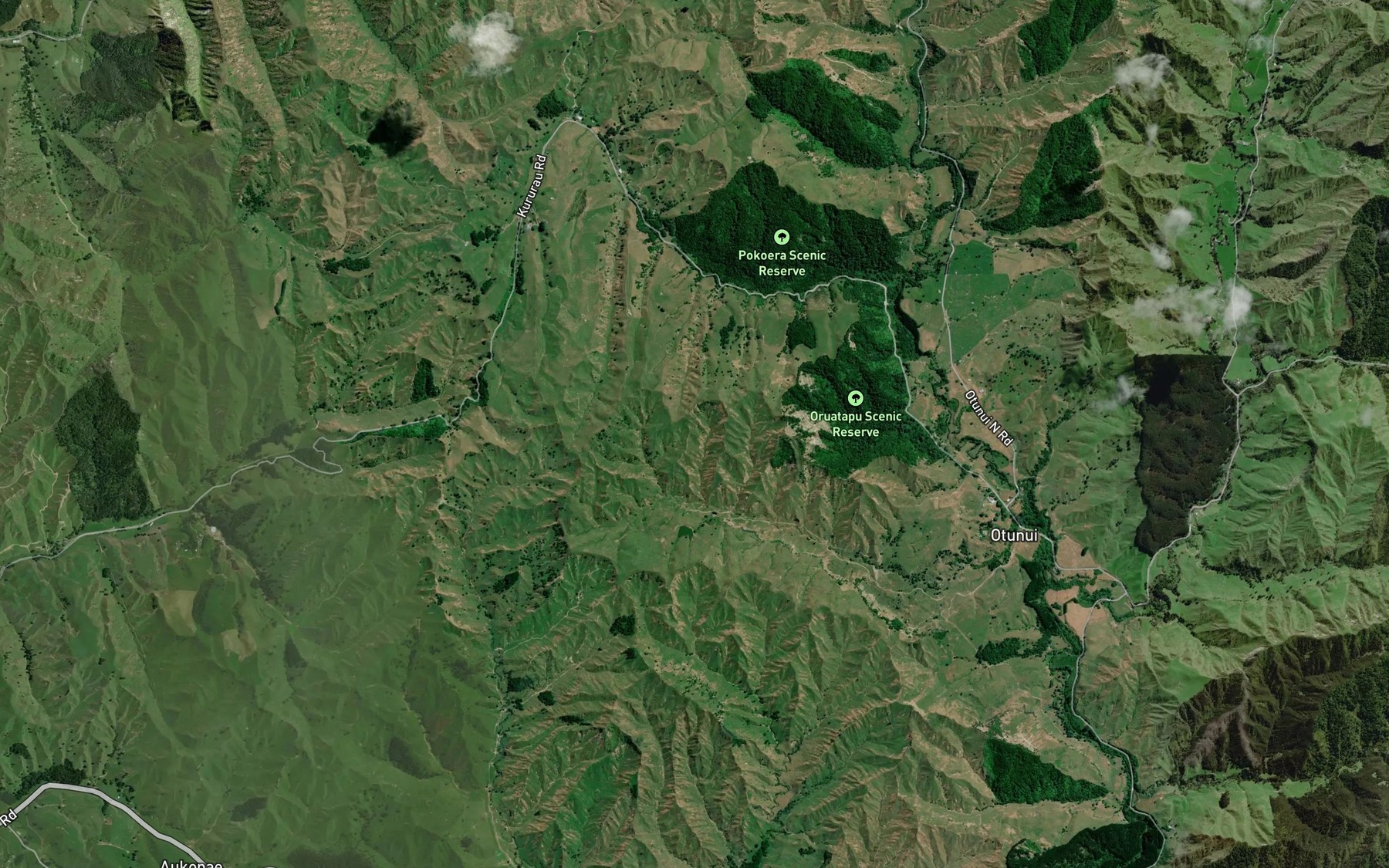 Satellite map of the Okohua Stream