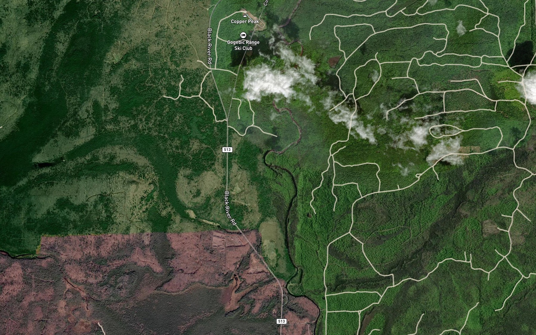 Satellite map of the Reed Creek