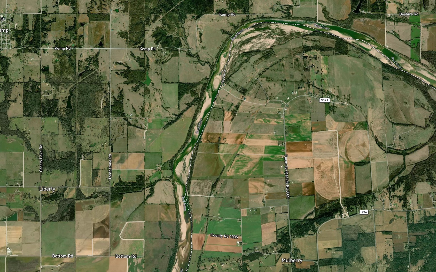 Satellite map of the Caney Slough
