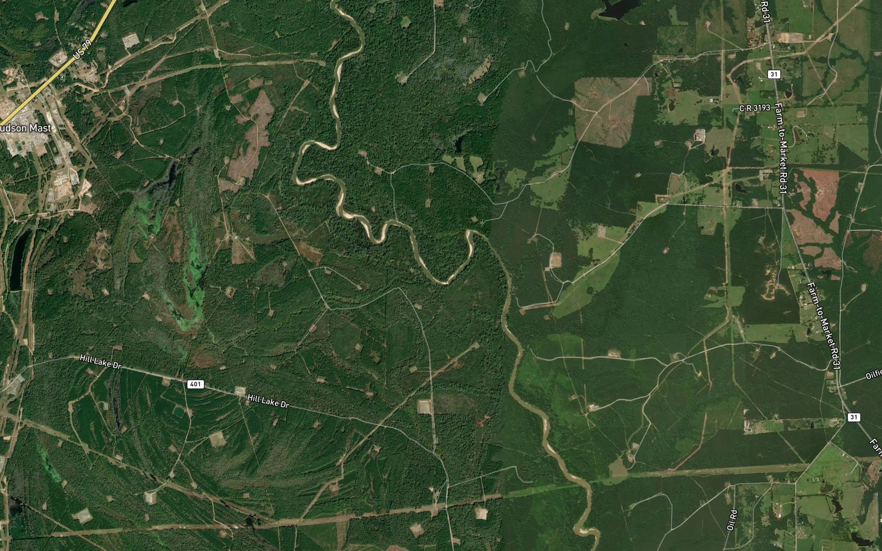 Satellite map of the Hoggs Bayou