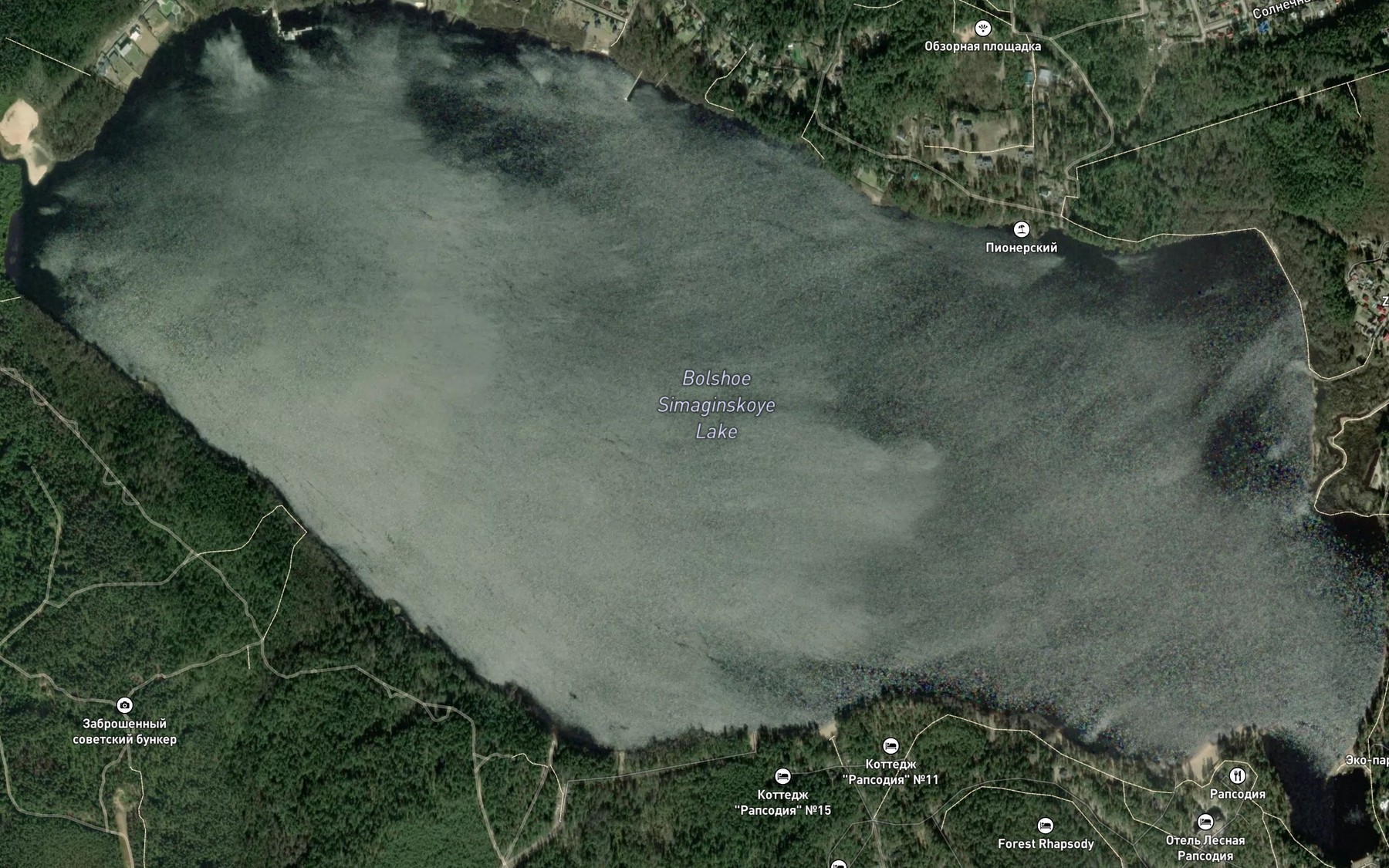 Satellite map of the Ozero Bol'shoye Simaginskoye