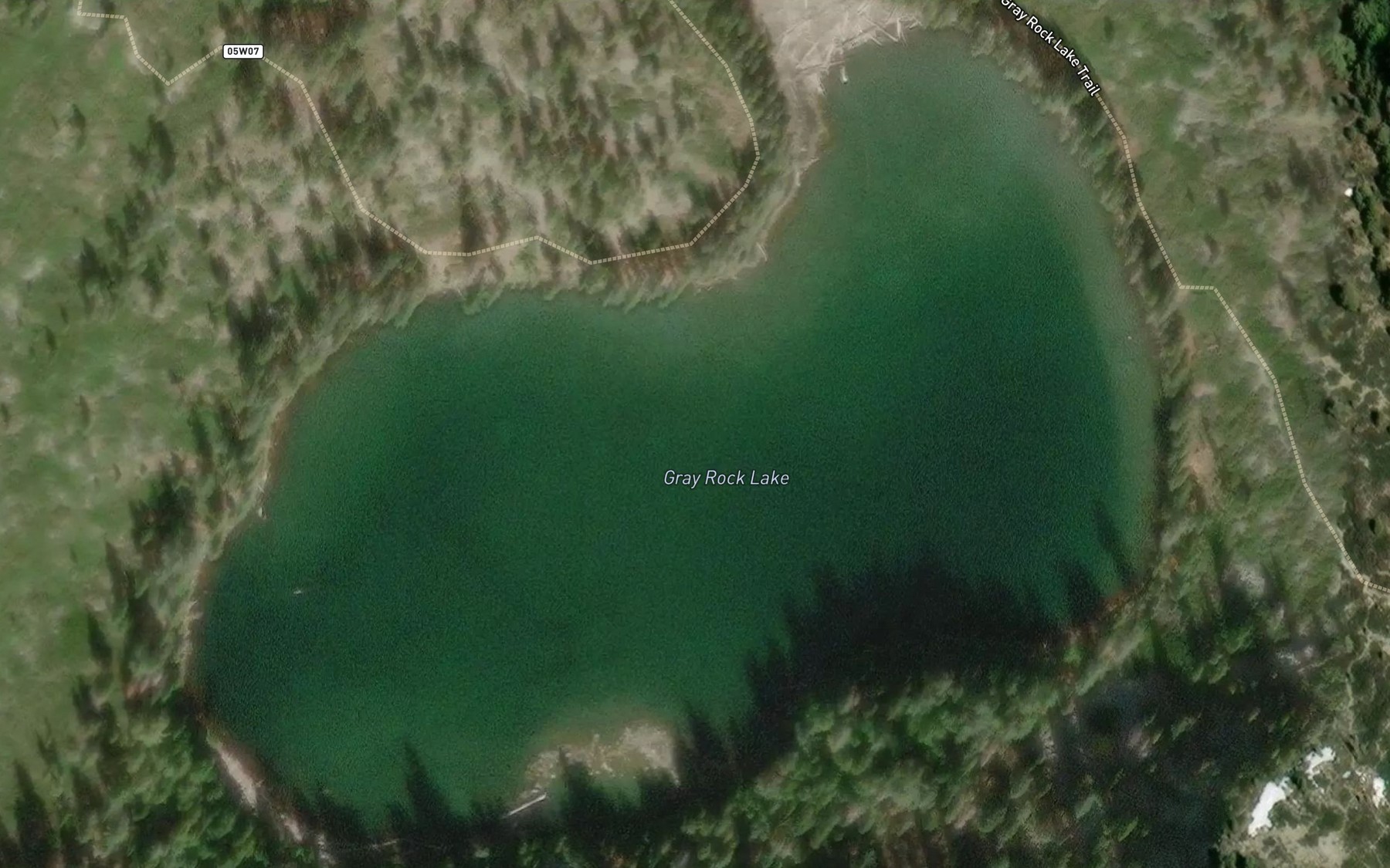 Satellite map of the Gray Rock Lake