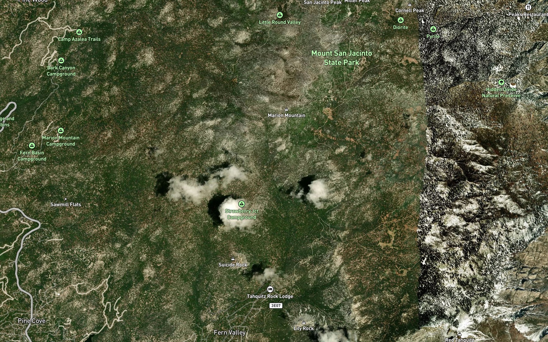Satellite map of the Strawberry Cienaga