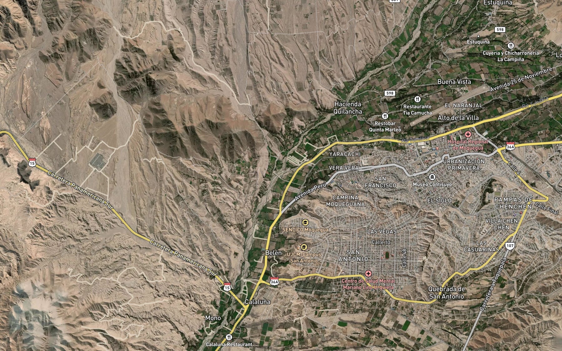 Satellite map of the Rio Tumilaca
