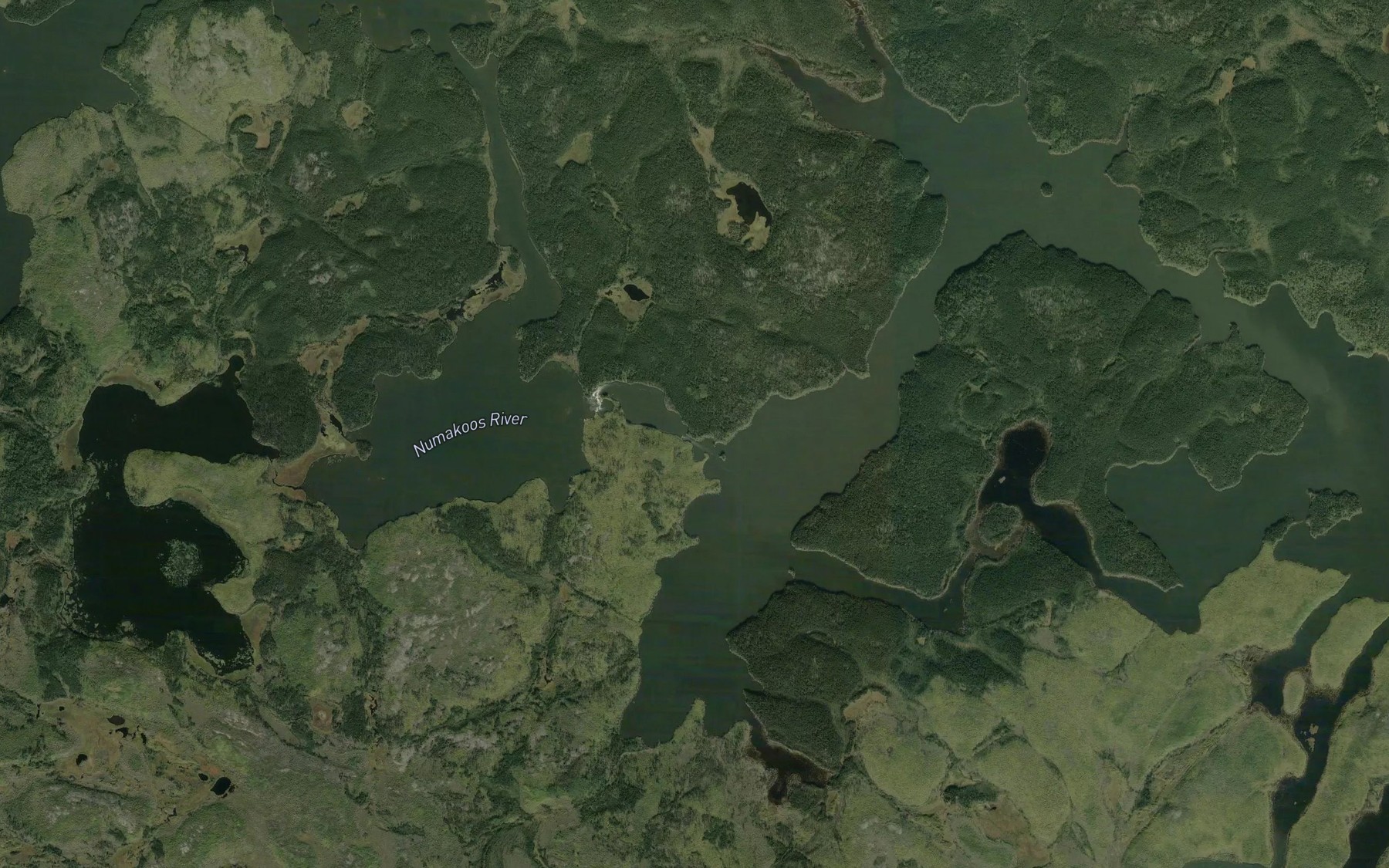 Satellite map of the Numakoos River