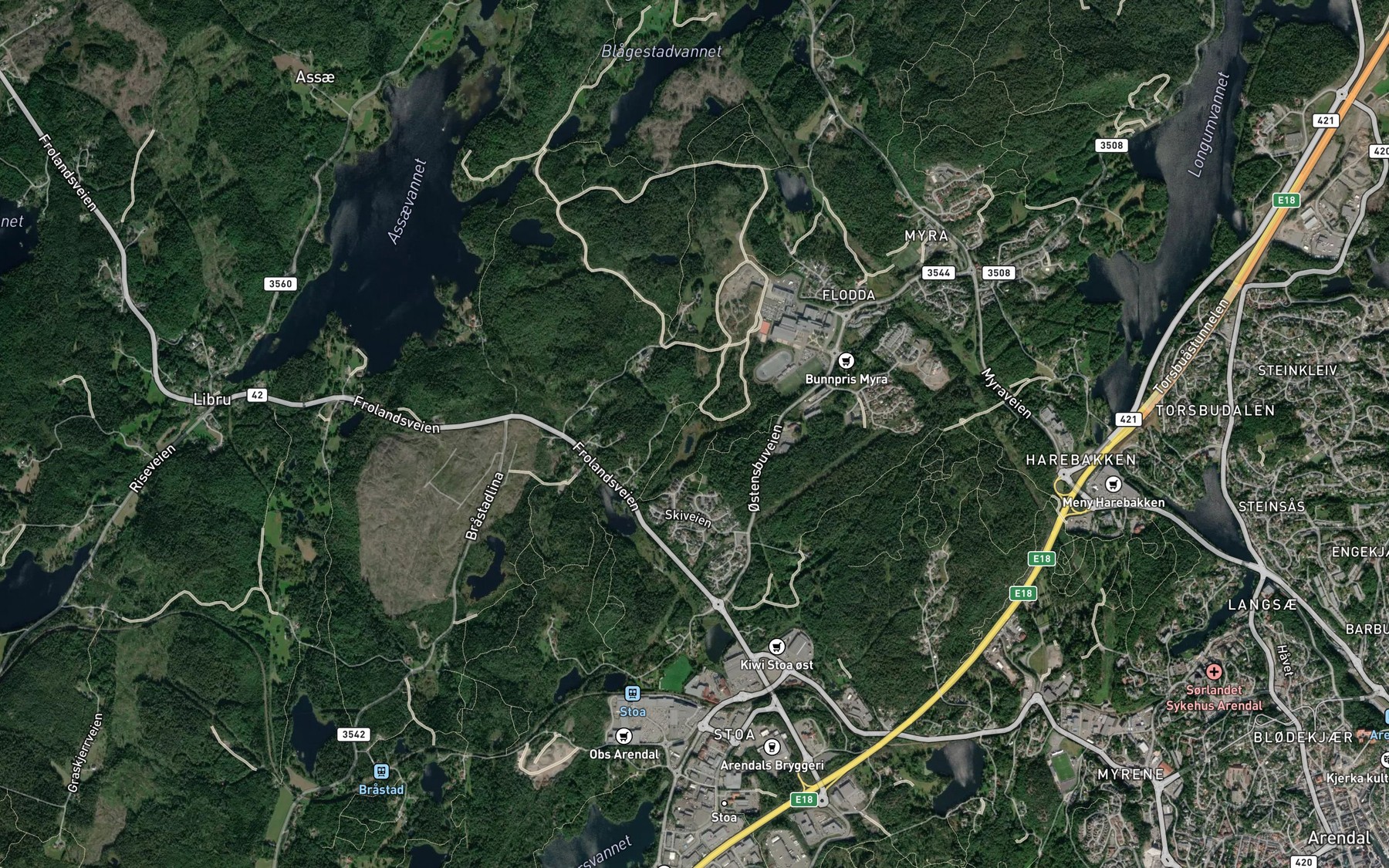 Satellite map of the Seljastjenn