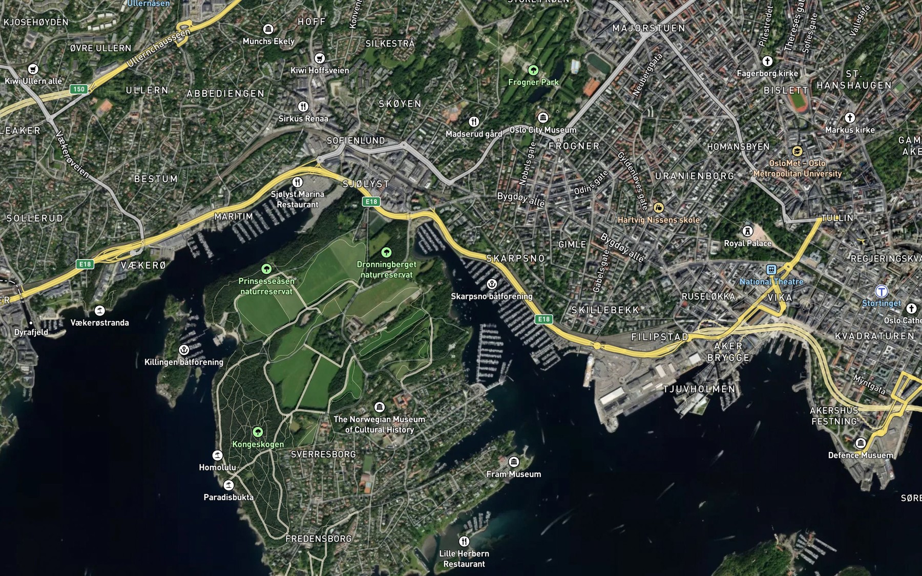 Satellite map of the Frognerkilen