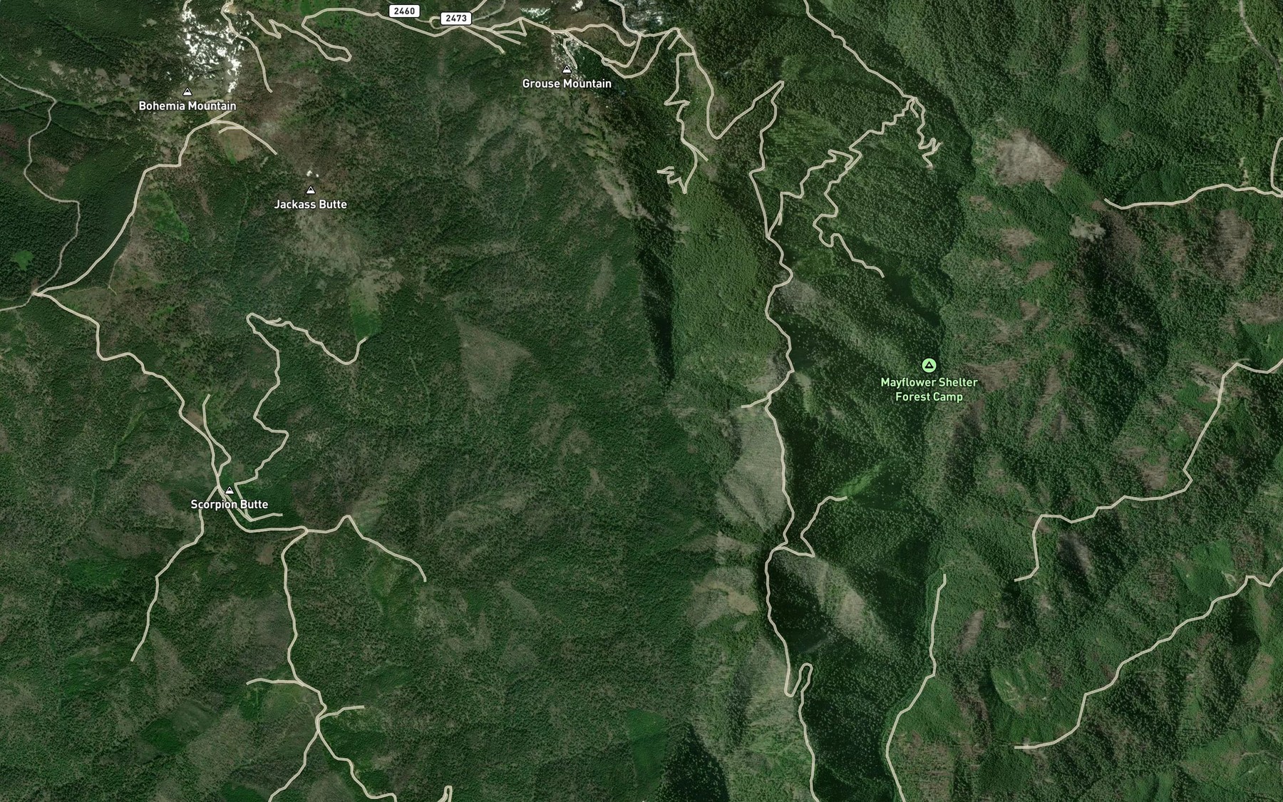 Satellite map of the Annie Creek