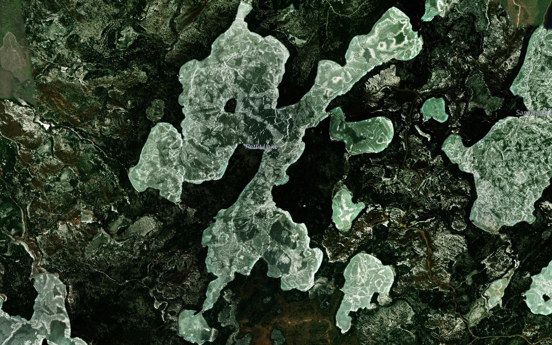 Satellite map of the Pettit Lake