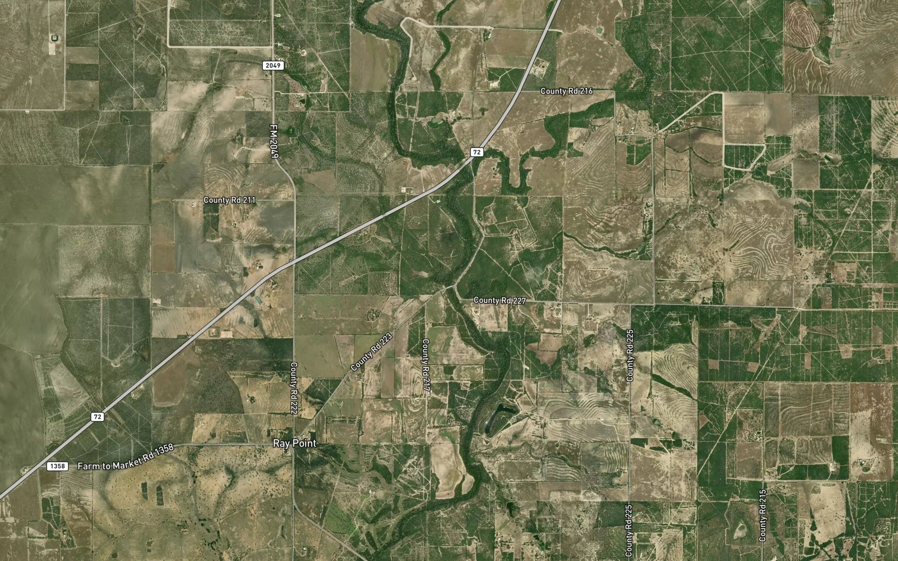 Satellite map of the Mustang Creek