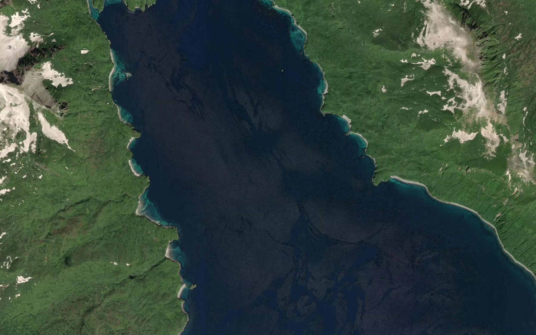 Satellite map of the Kinak Bay