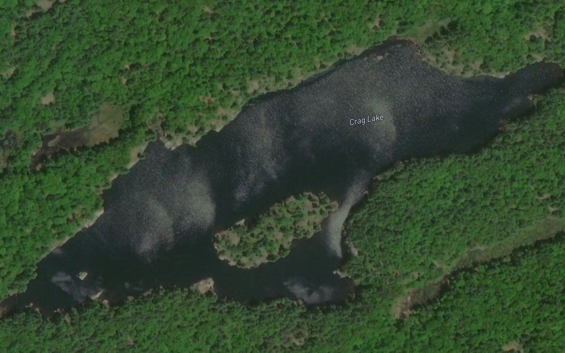 Satellite map of the Crag Lake