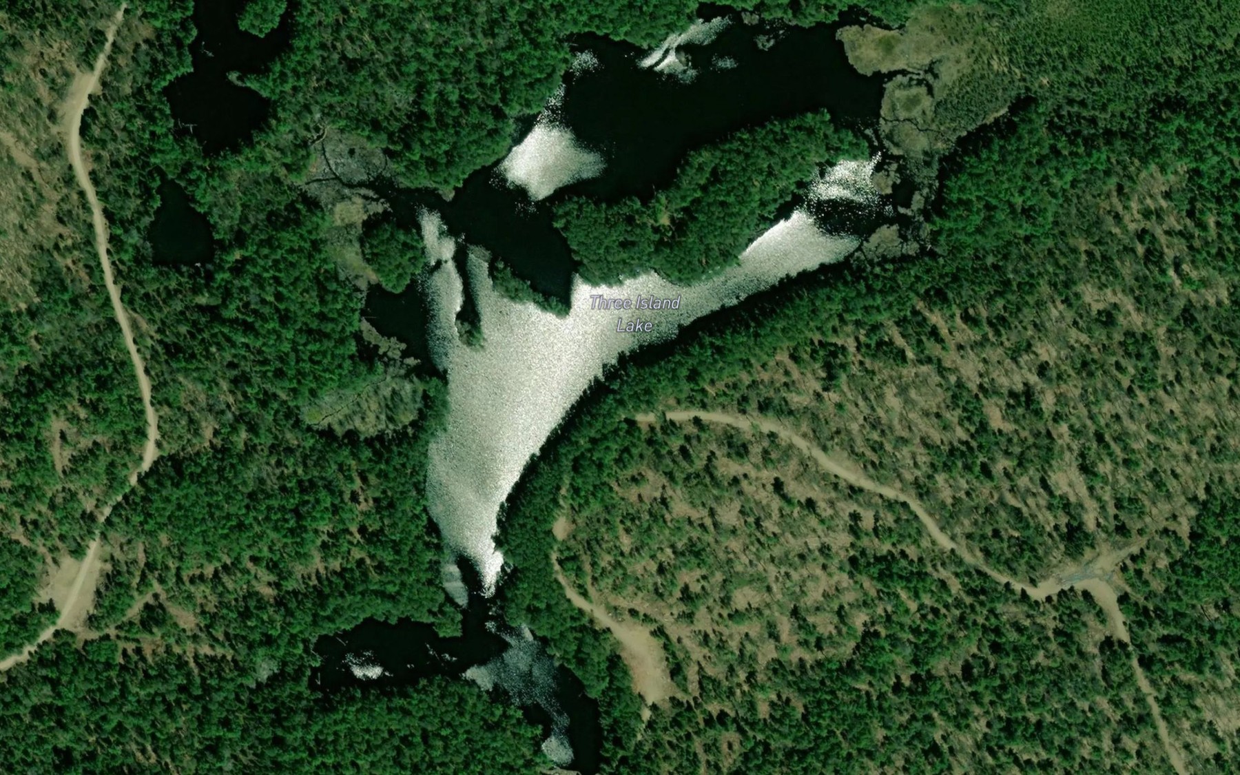 Satellite map of the Three Island Lake